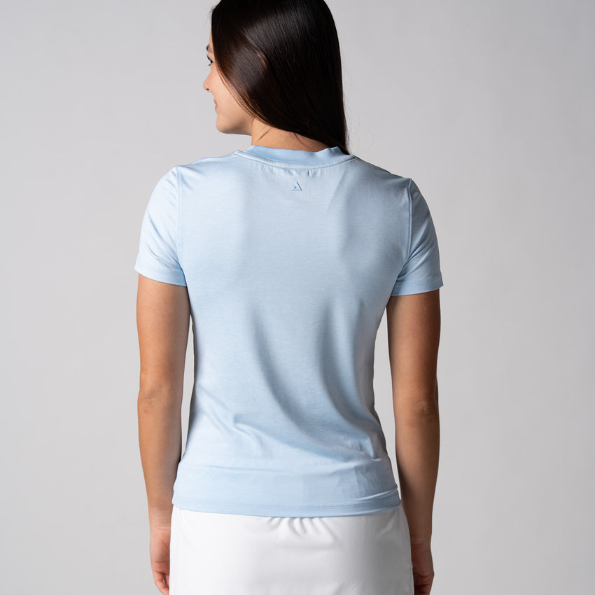 Women's Club Short Sleeve Crew Neck (Blue Breeze Heather) - M