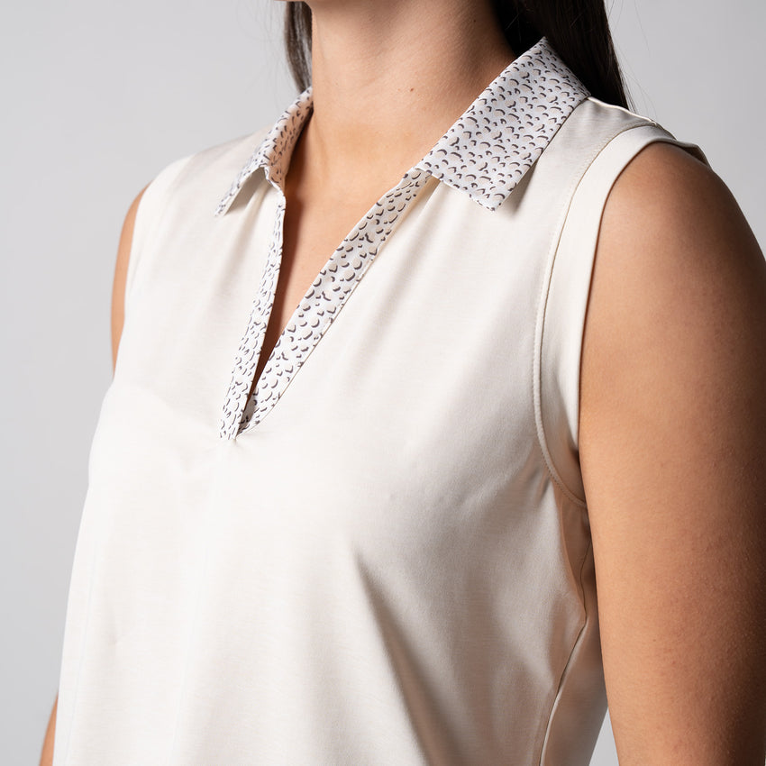 Women's Club Sleeveless Polo (Sandstone Heather) - M