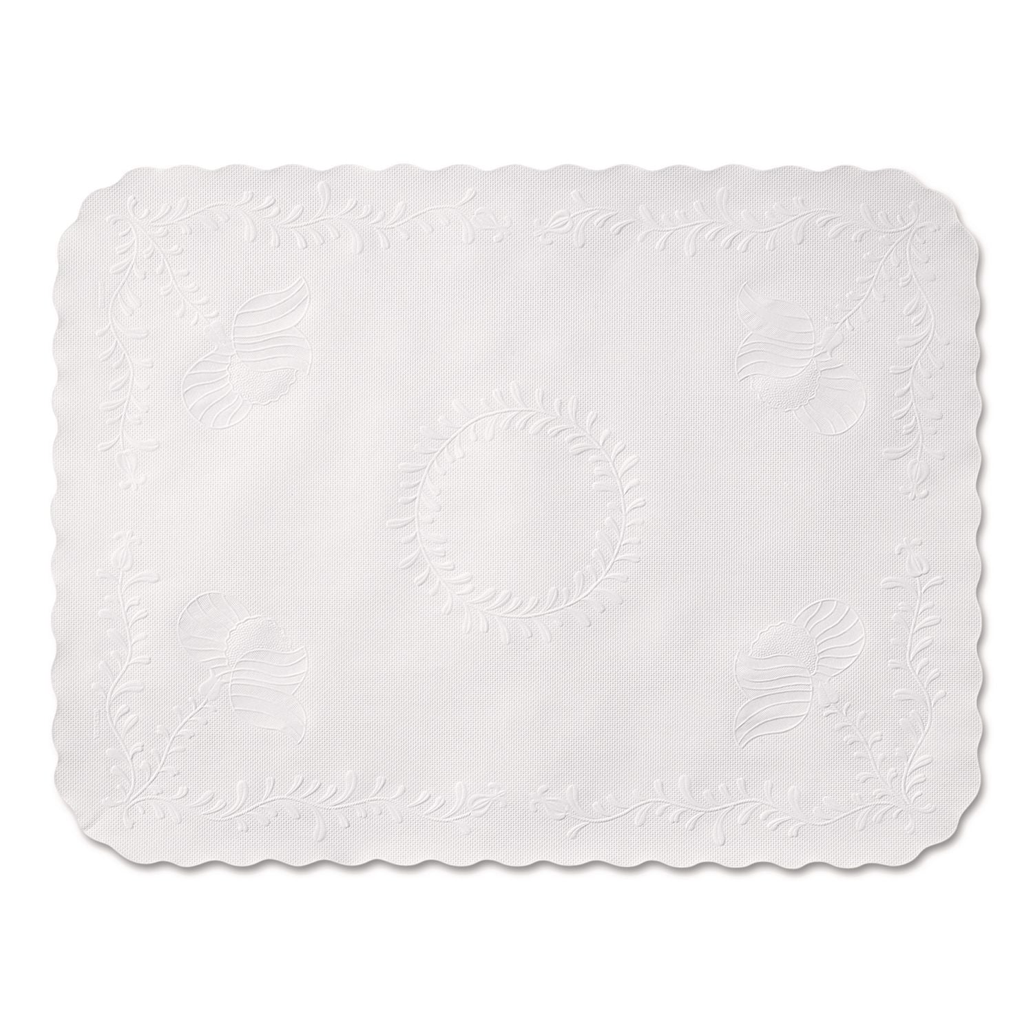 Scalloped Edge Traymat, Bond Paper, White, 16.63 X 12.75, 1,000/carton