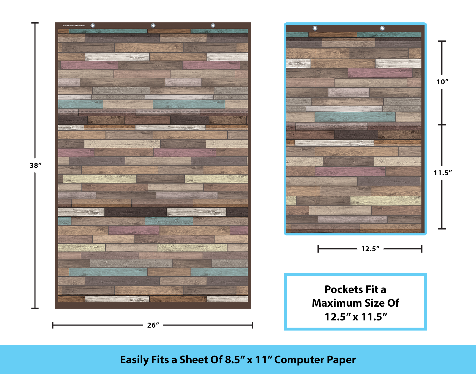 Reclaimed Wood Large 6 Pocket Chart (26" x 38")