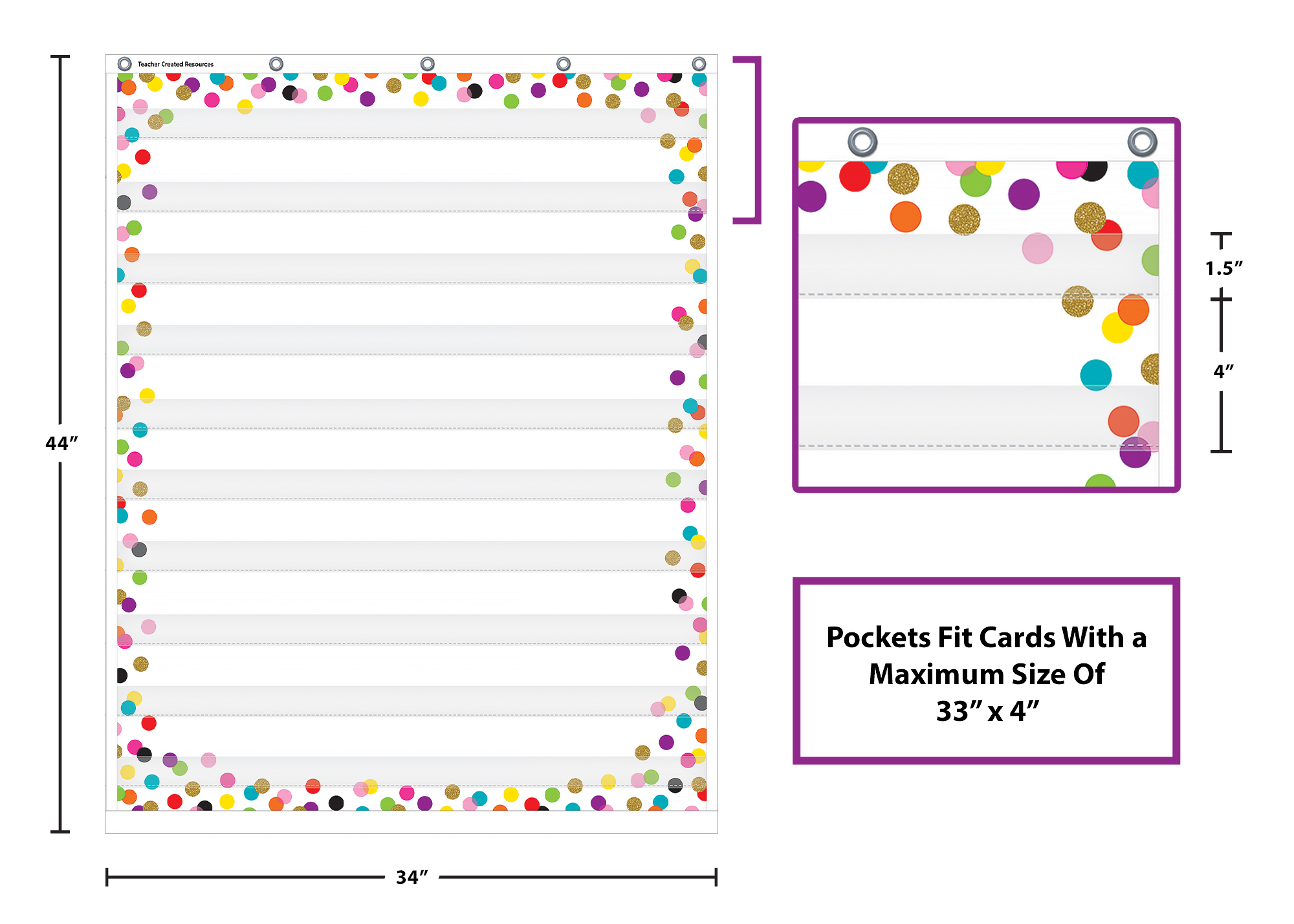 Confetti 10 Pocket Chart (34" x 44")