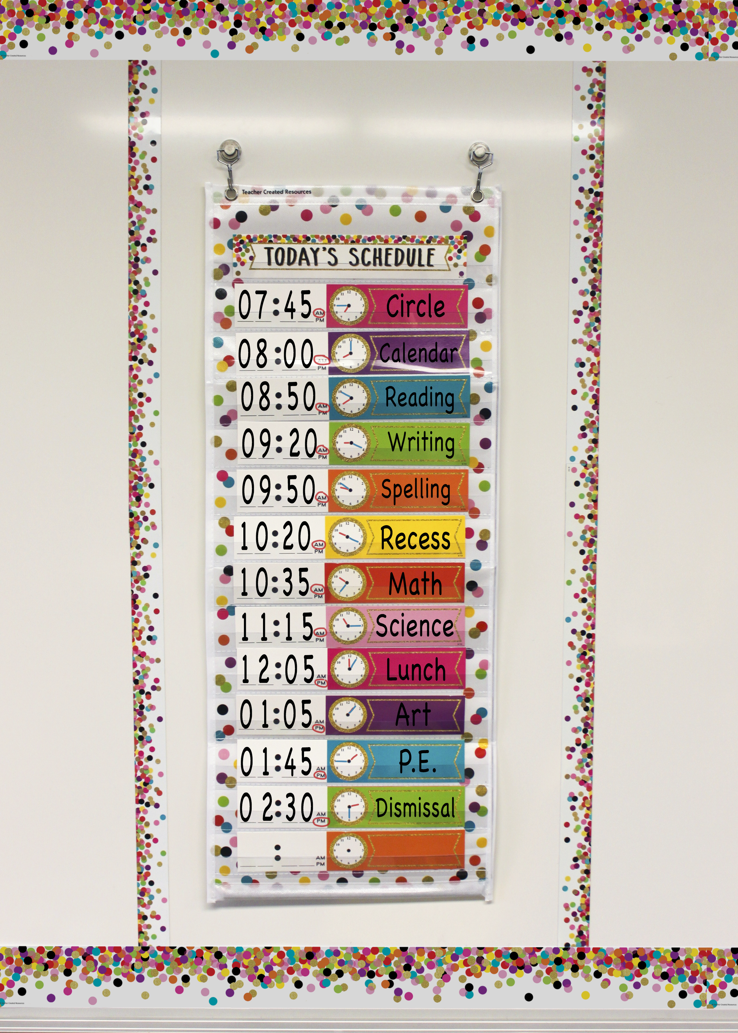 Confetti 14 Pocket Daily Schedule Pocket Chart (13" x 34")