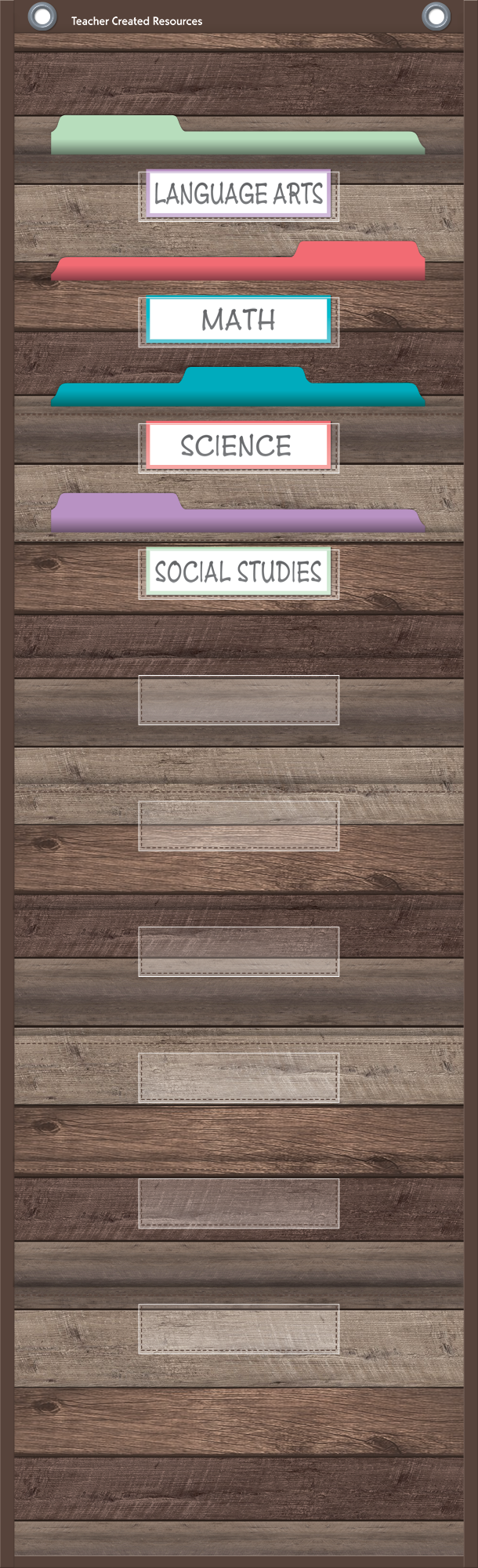 Dark Wood 10 Pocket File Storage Pocket Chart (14" x 58")