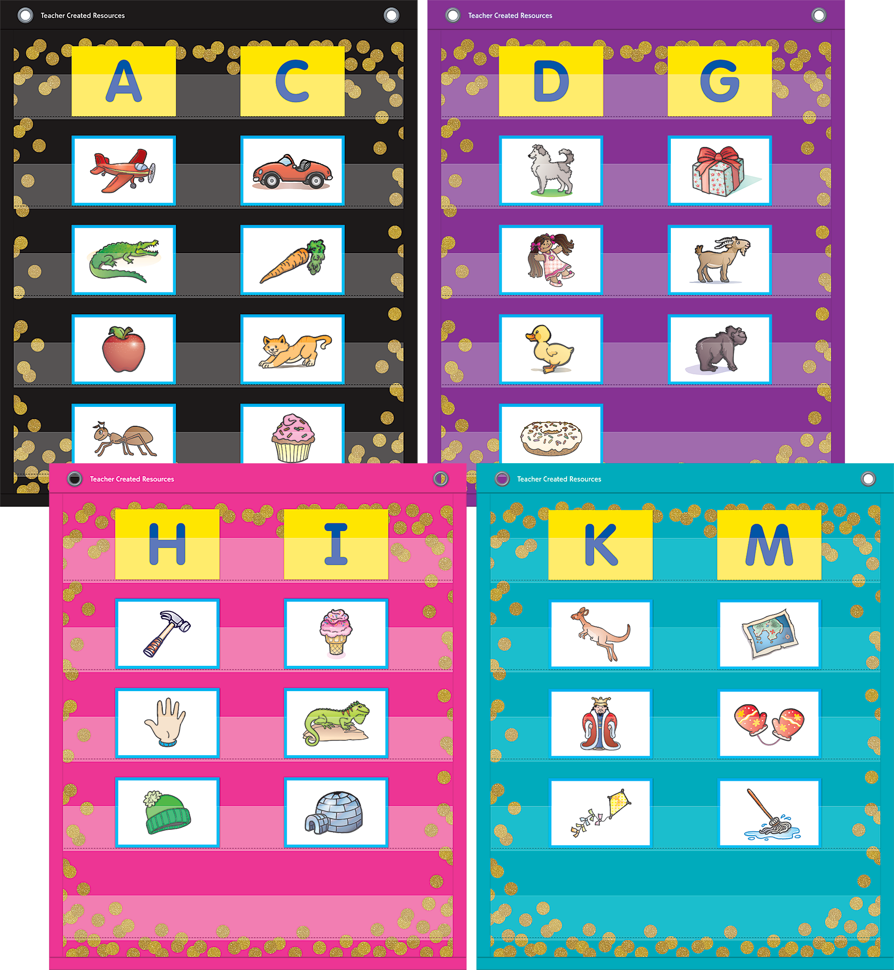Confetti Colorful Magnetic Mini Pocket Charts (14" x 17")