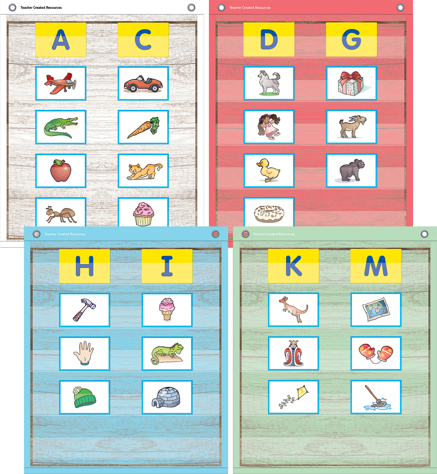 Painted Wood Magnetic Mini Pocket Charts (14" x 17")