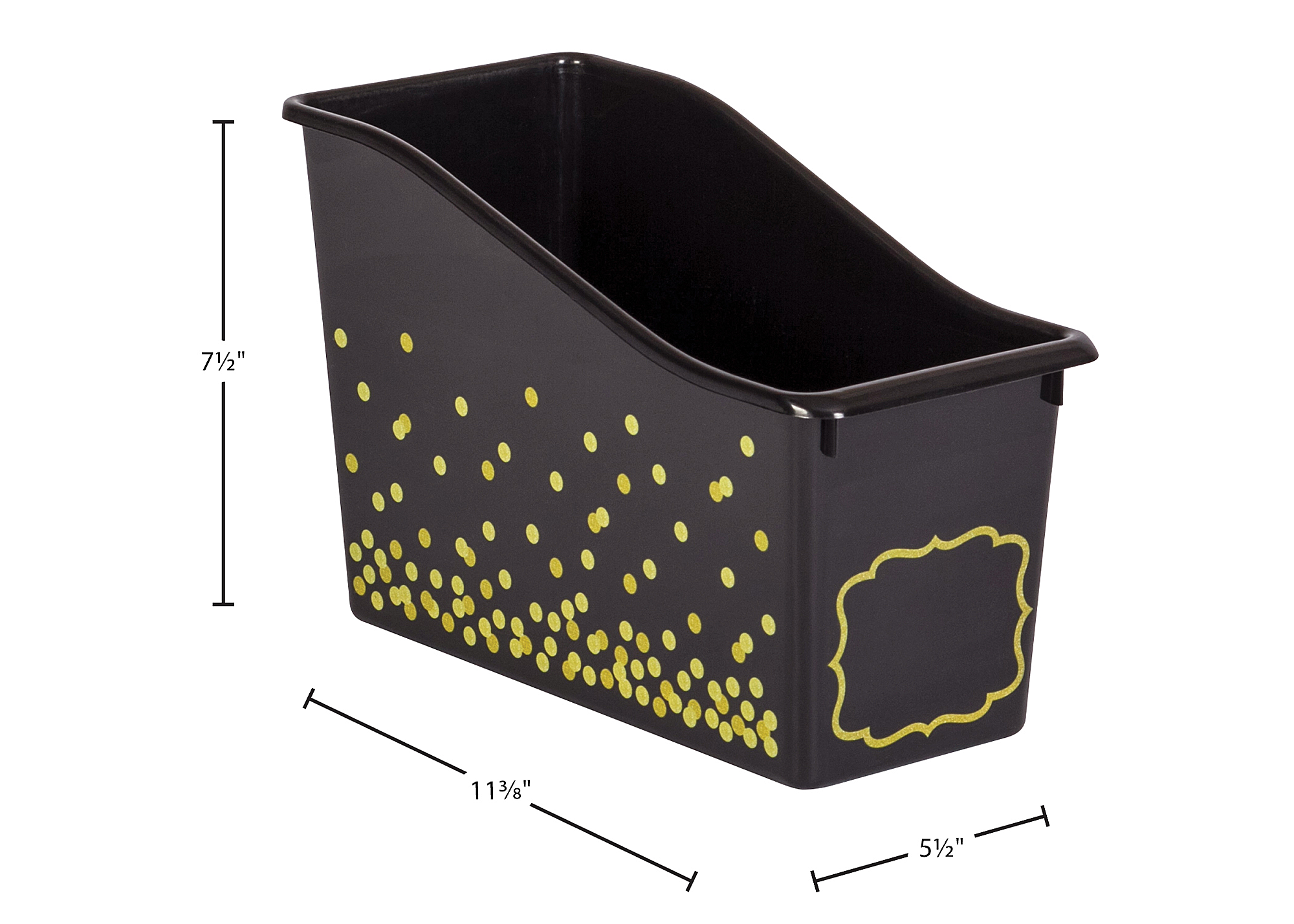 Black Confetti Plastic Book Bin