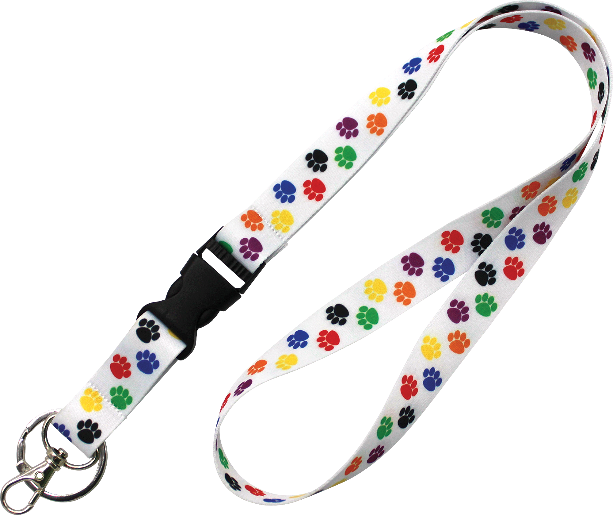 Colorful Paw Prints Lanyard
