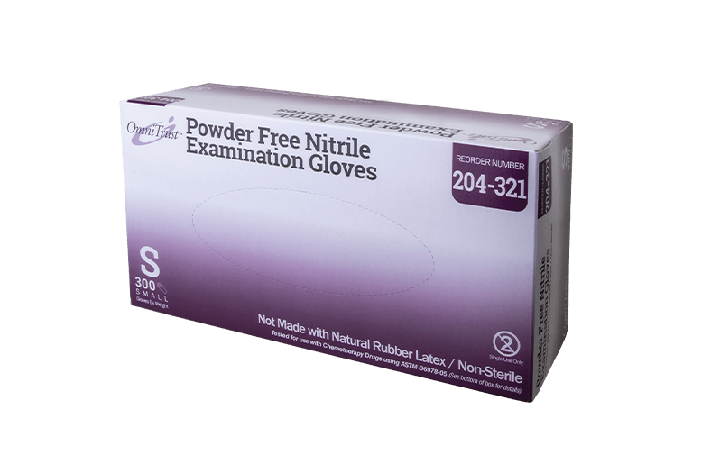 OmniTrust Nitrile Powder Free LT Examination Gloves (Small), 300 Pcs/Box, 10 Box/Cs