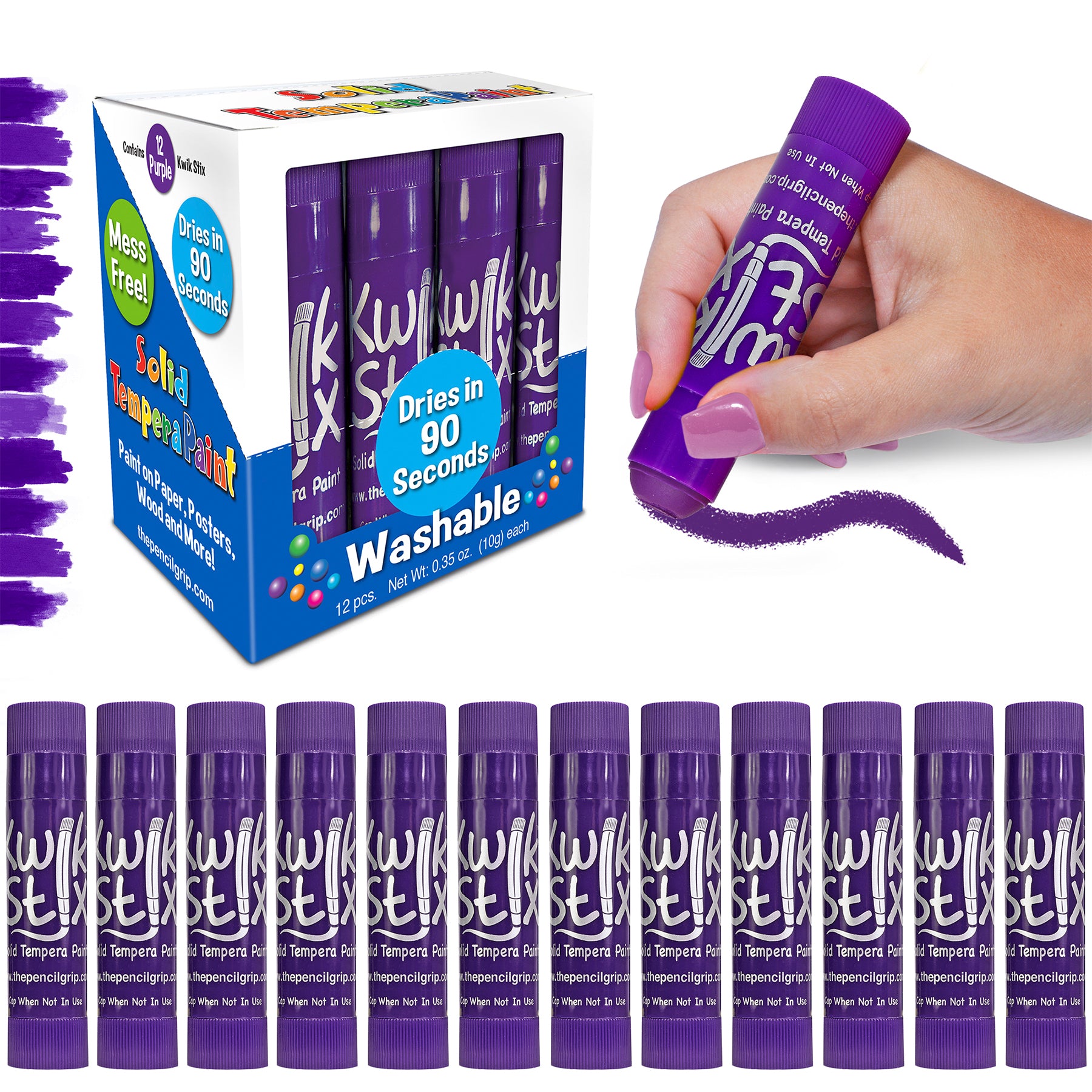 Solid Tempera Paint Sticks, Single Color Pack, Purple, Pack of 12
