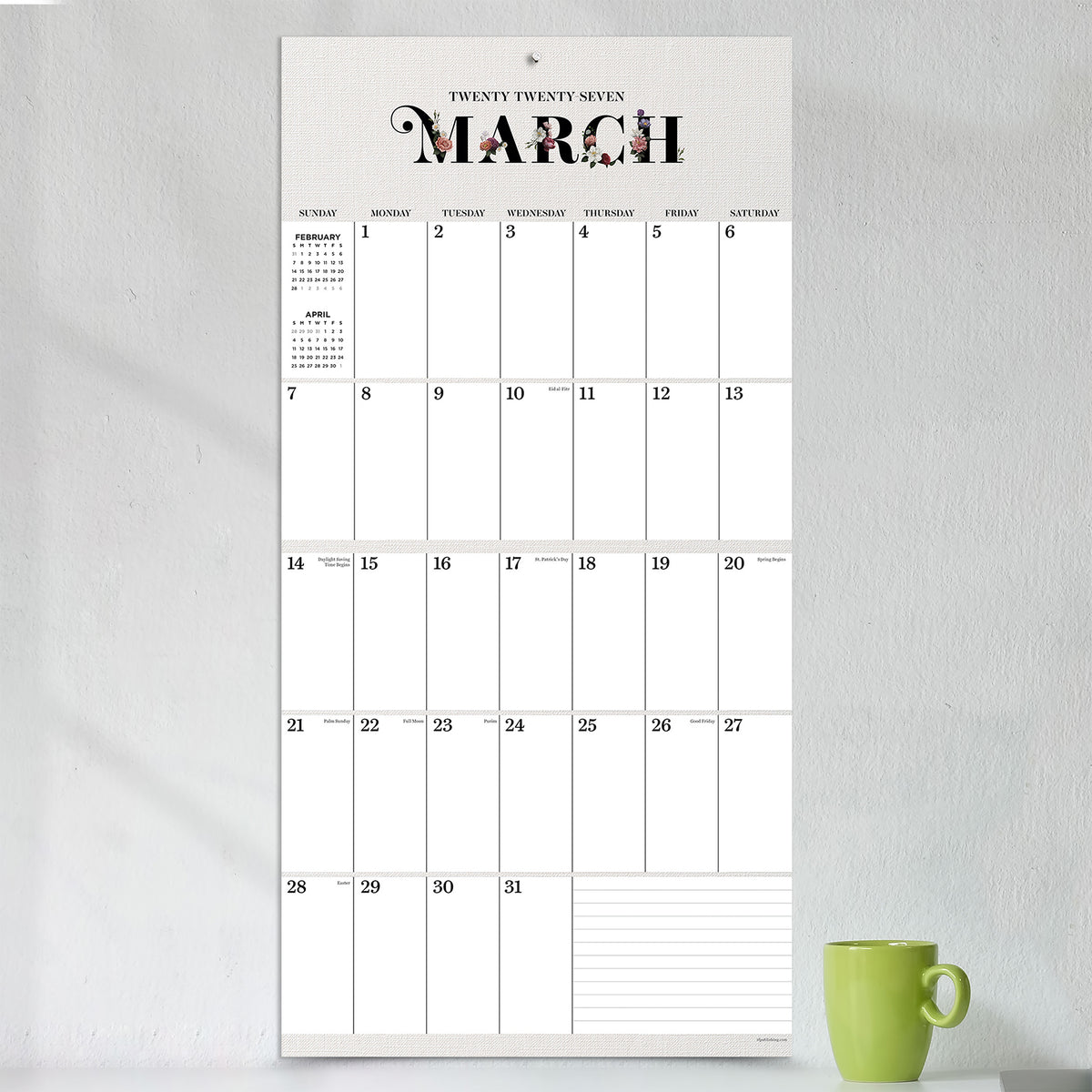 2027 BIG GRID FLORAL WALL CALENDAR