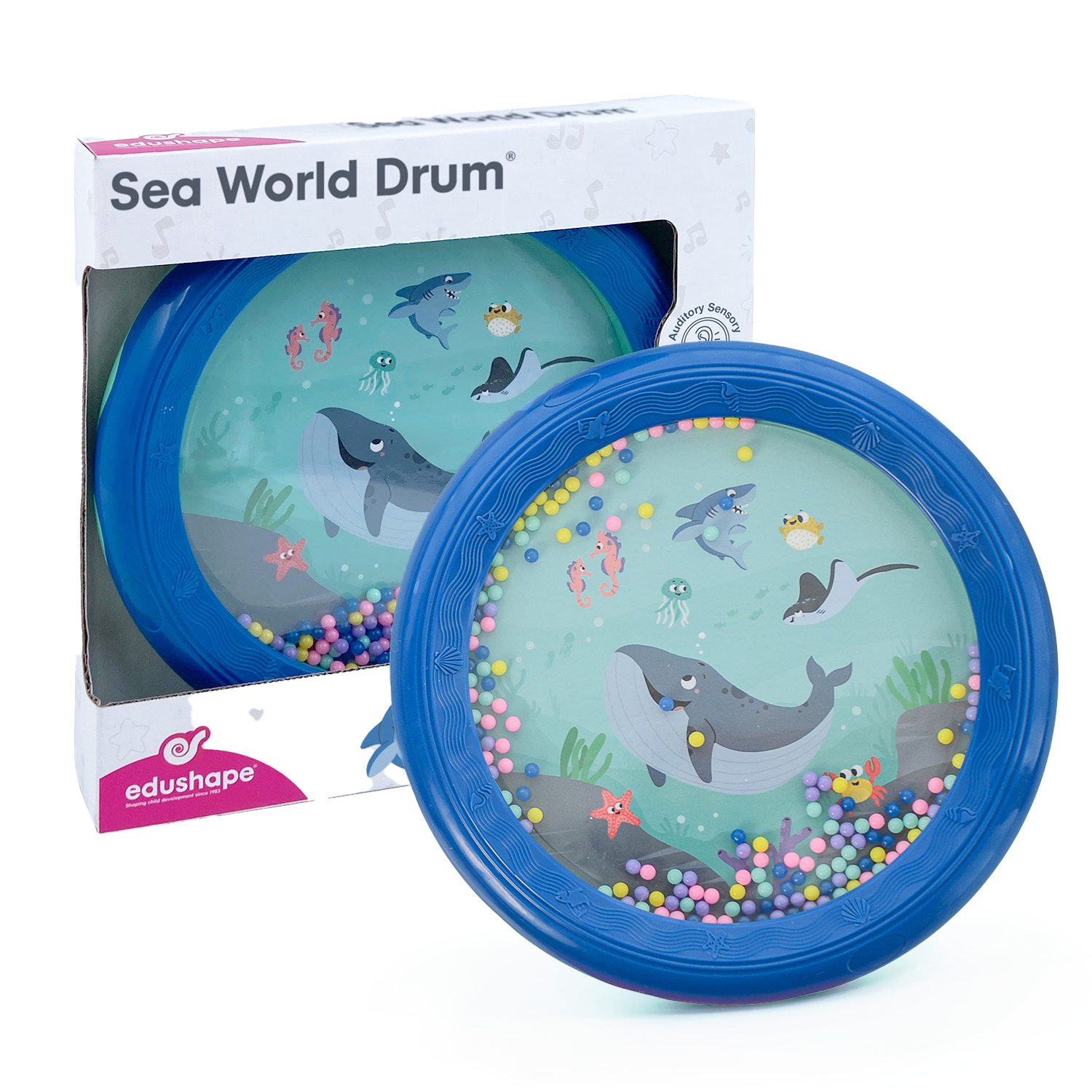 Sea World Drum - Cute Sea Animals Baby Drum Toy for Toddlers, Musical Toy for Babies. Engaging Toddler Sensory Play