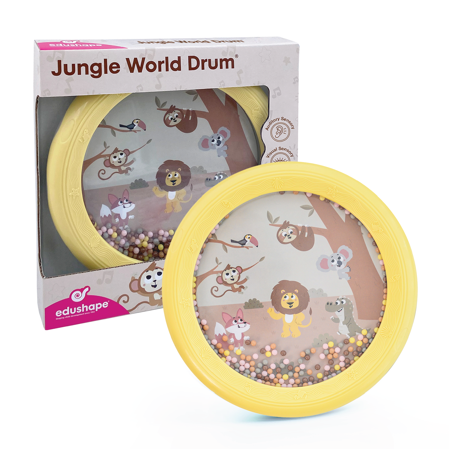 Jungle World Drum - Cute Jungle Animals Baby Drum Toy for Toddlers, Musical Toy for Babies. Engaging Toddler Sensory Play