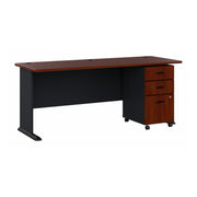 Bush Business Furniture Series A 72W Desk with Mobile File Cabinet in Hansen Cherry and Galaxy - 71.54" Width x 26.81" Depth x 29.66" Height