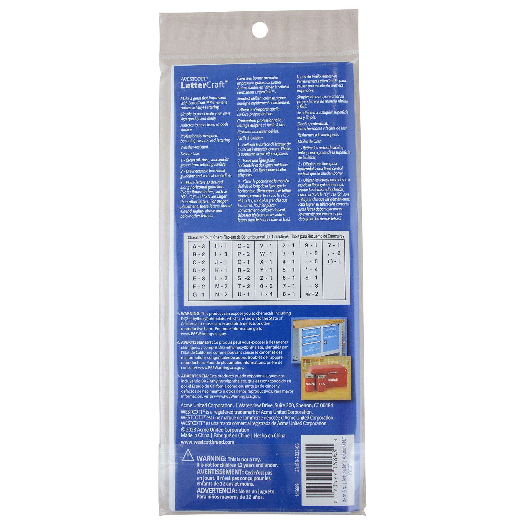 LetterCraft Permanent Vinyl Lettering, Helvetica, 3-Inch, White