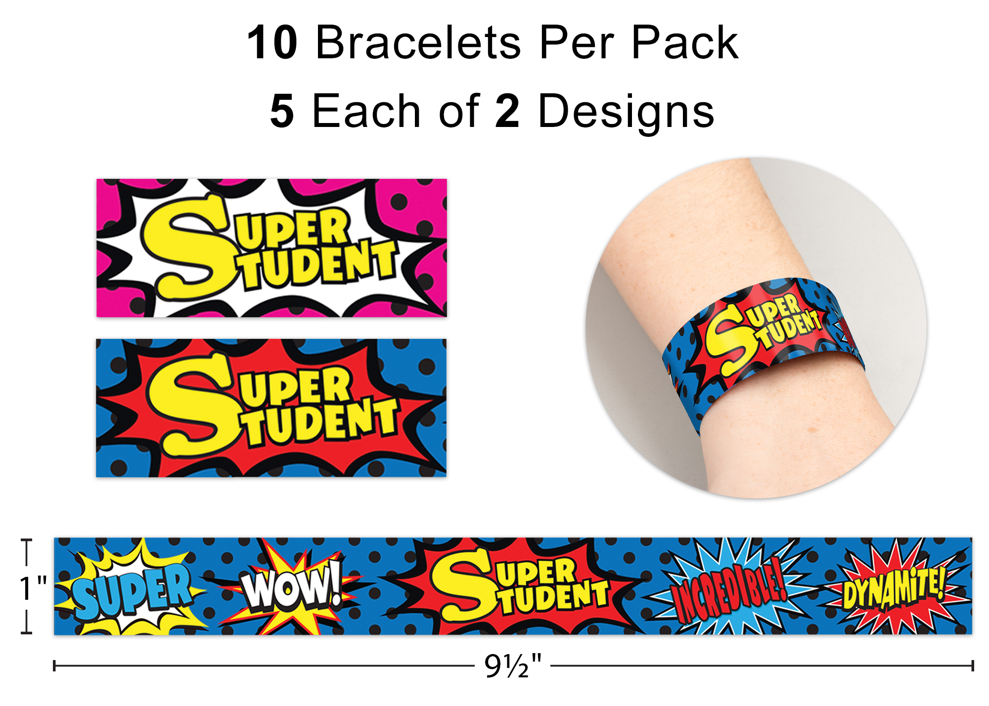 Superhero Super Student Slap Bracelets