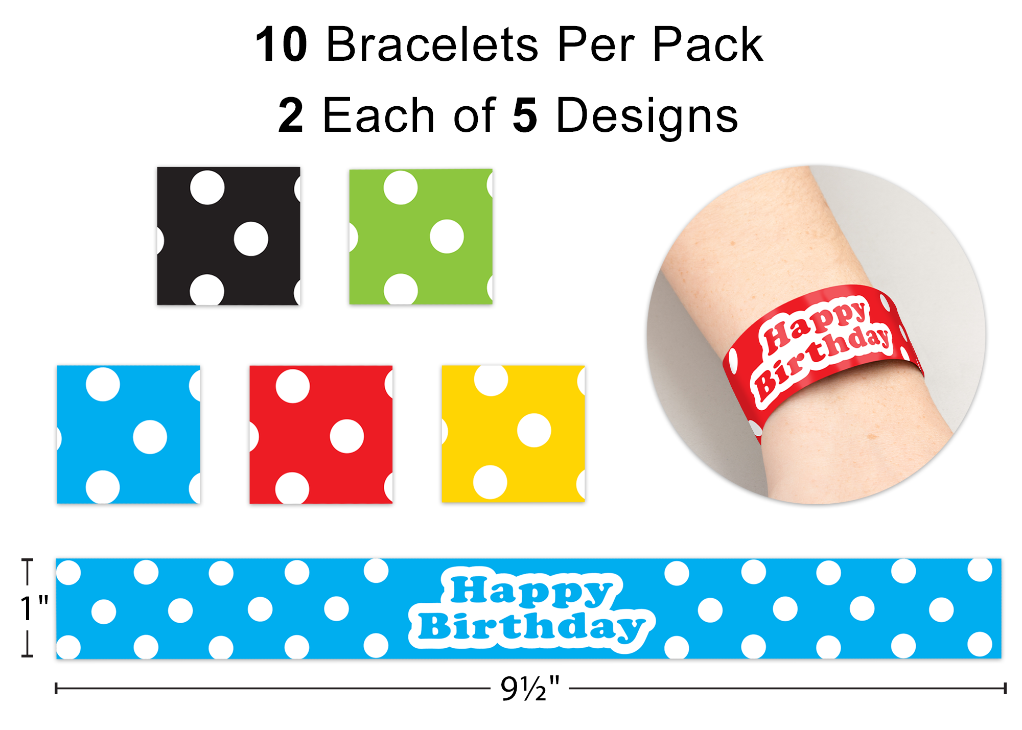 Polka Dots Happy Birthday Slap Bracelets