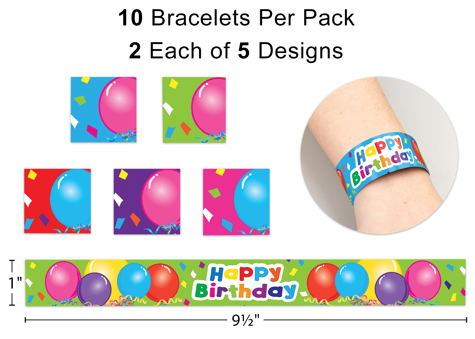 Happy Birthday Balloons Slap Bracelets