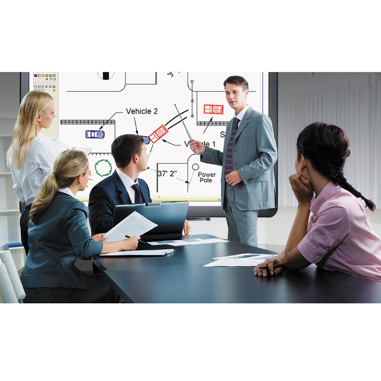 Magnetic Dry Erase Tile Board, 38.5" x 58", White Surface