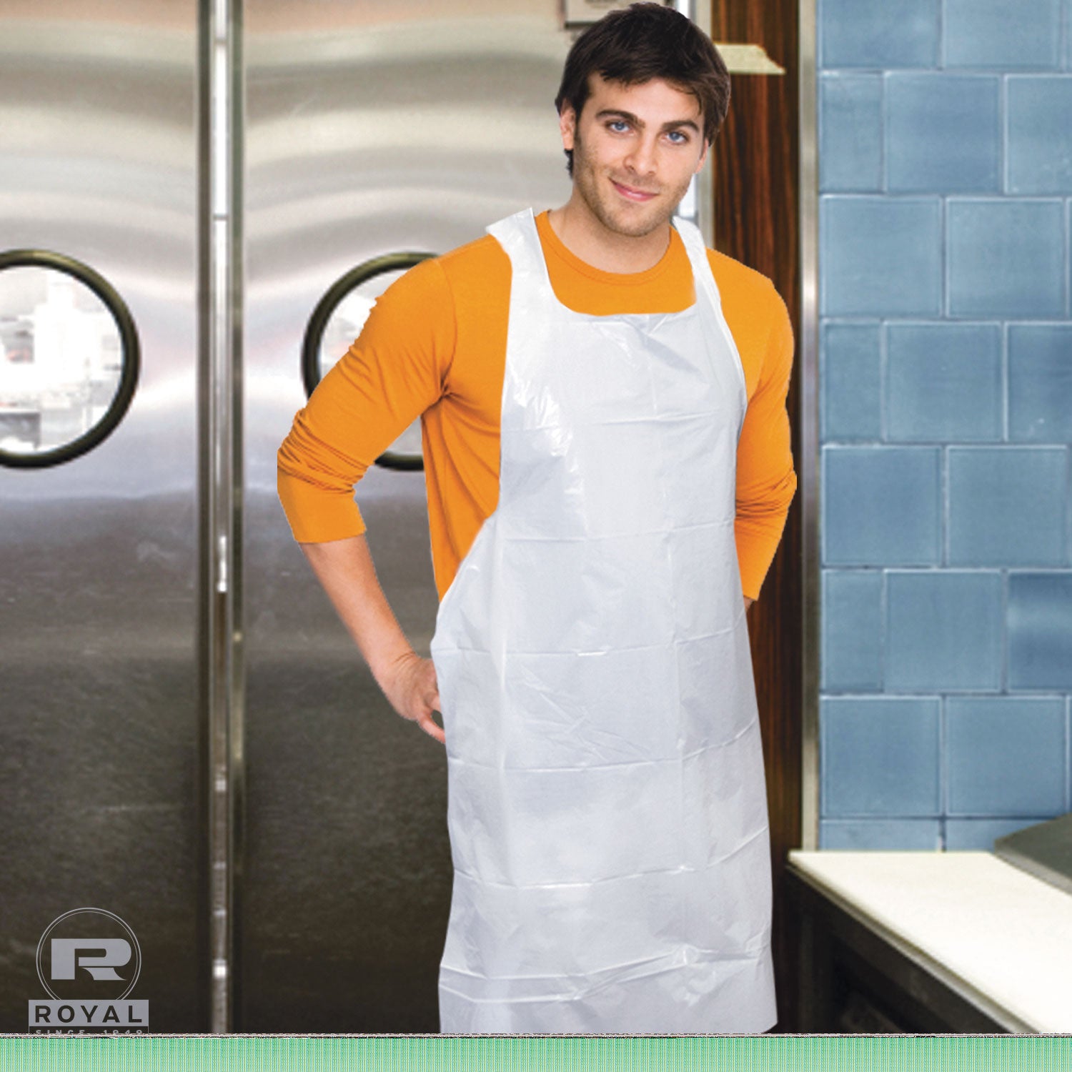 Poly Apron, 28 x 46,  One Size Fits All, White, 100/Pack, 10 Packs/Carton