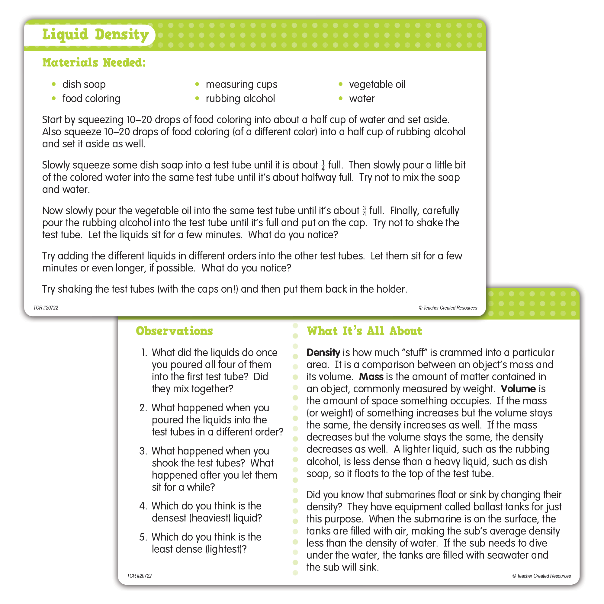 Up-Close Science: Test Tube & Activity Card Set
