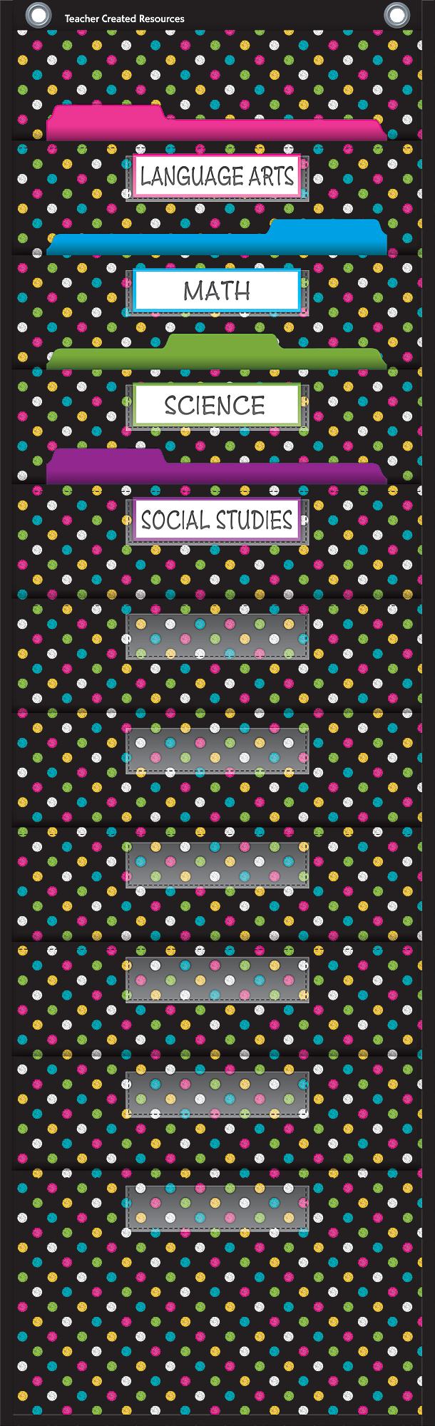 Chalkboard Brights 10 Pocket File Storage Pocket Chart (14" x 58")