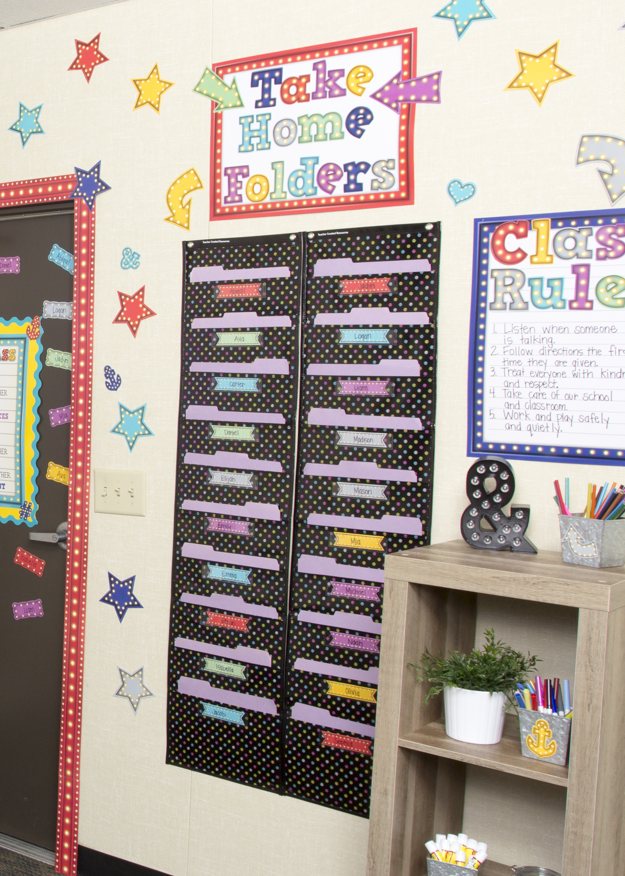 Chalkboard Brights 10 Pocket File Storage Pocket Chart (14" x 58")