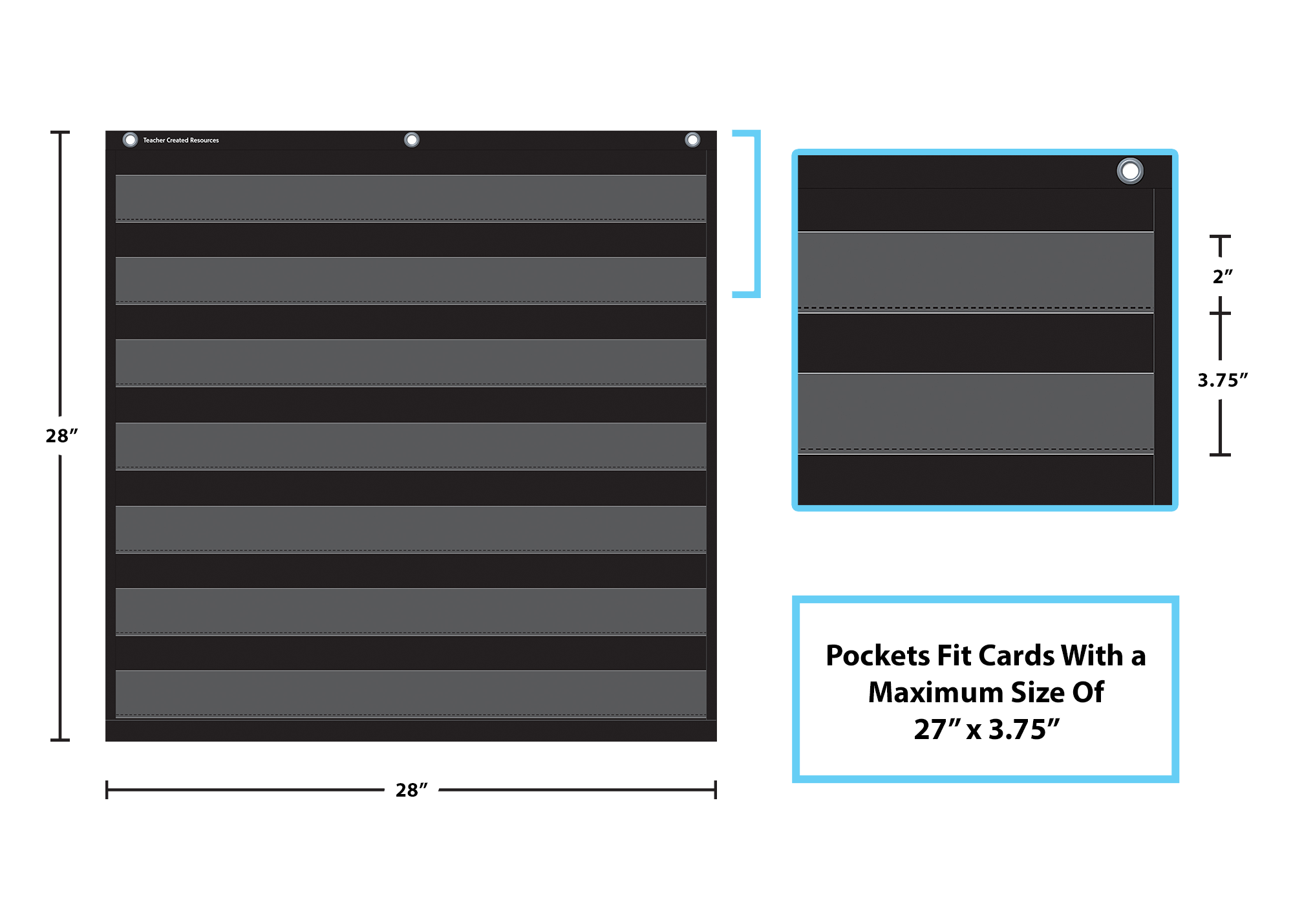 Black 7 Pocket Chart (28" x 28")