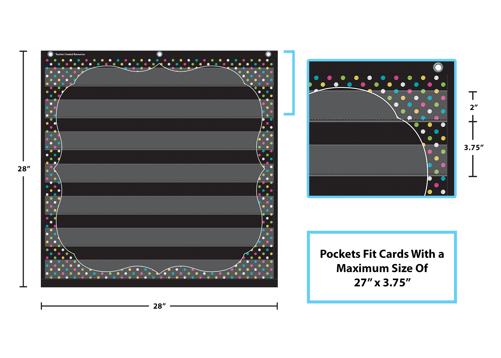 Chalkboard Brights 7 Pocket Chart (28" x 28")