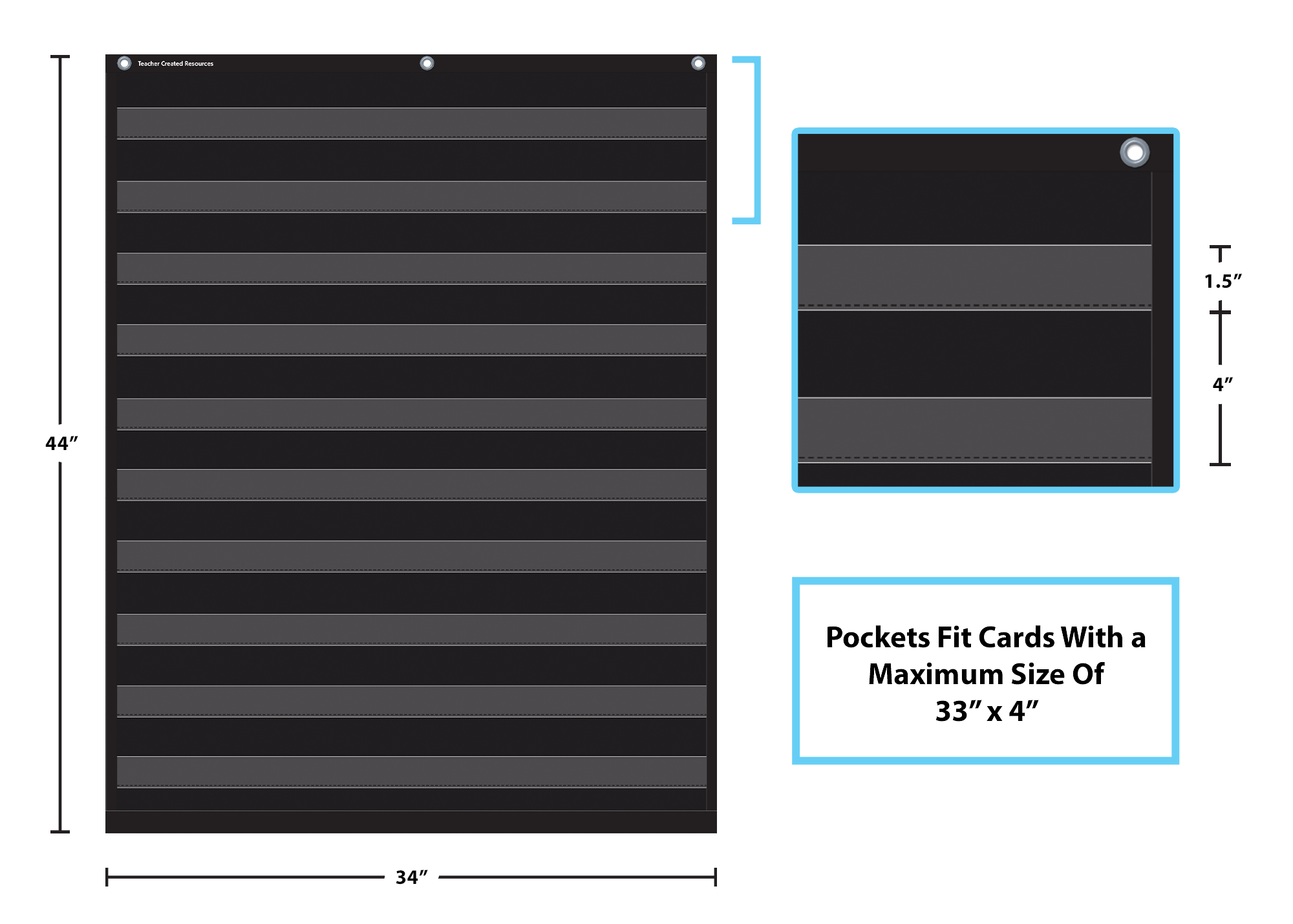 Black 10 Pocket Chart (34" x 44")