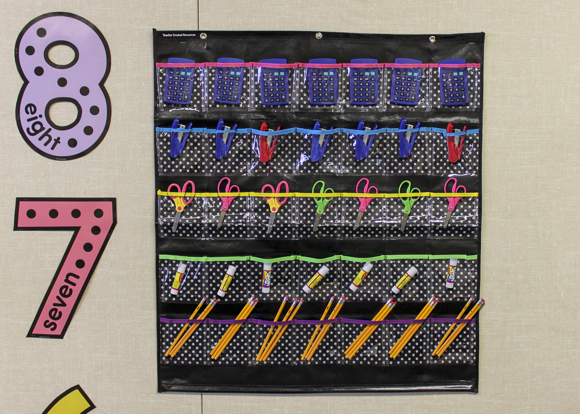 Black Polka Dots Storage Pocket Chart (32-1/2" x 36-1/2")