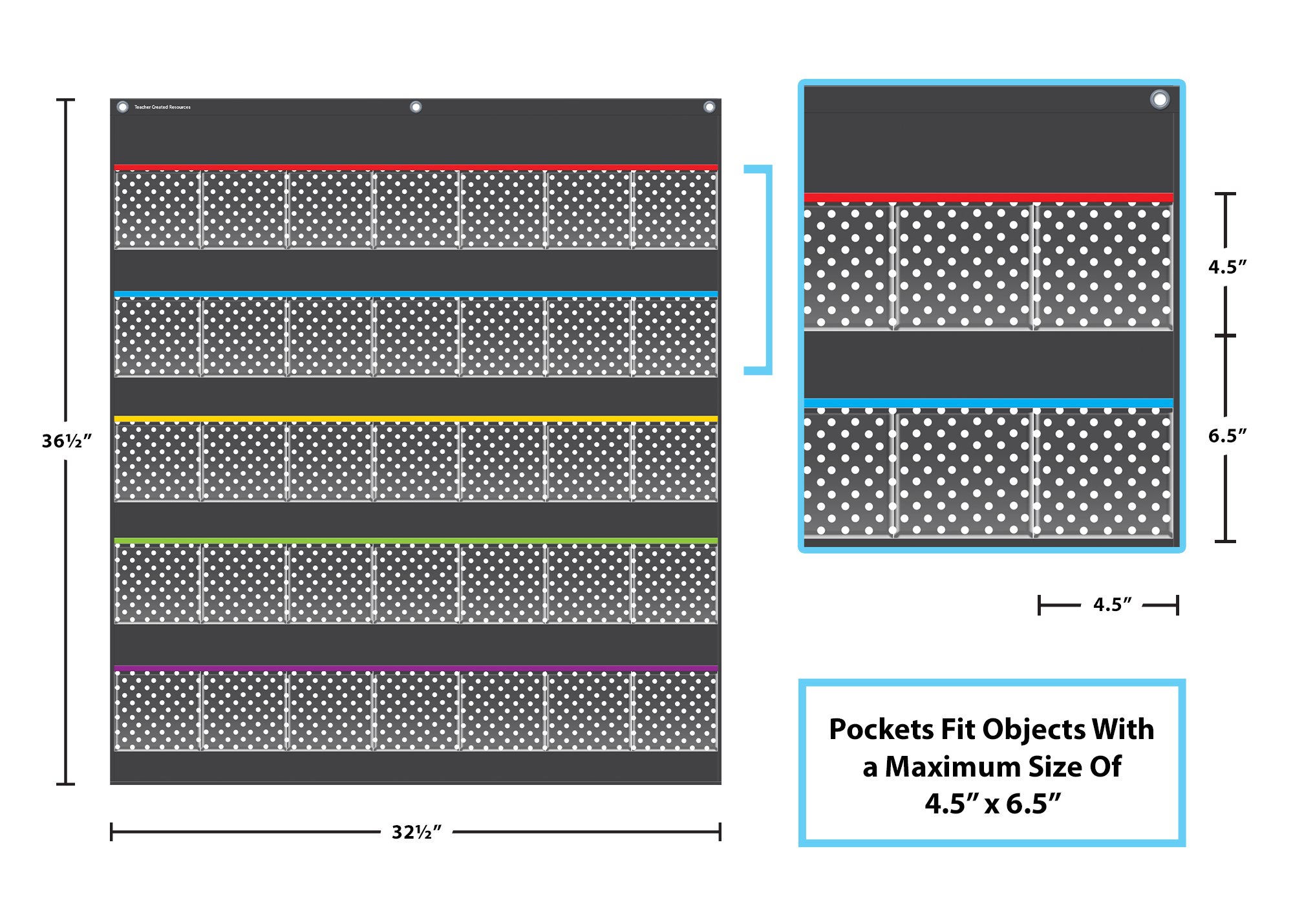 Black Polka Dots Storage Pocket Chart (32-1/2" x 36-1/2")