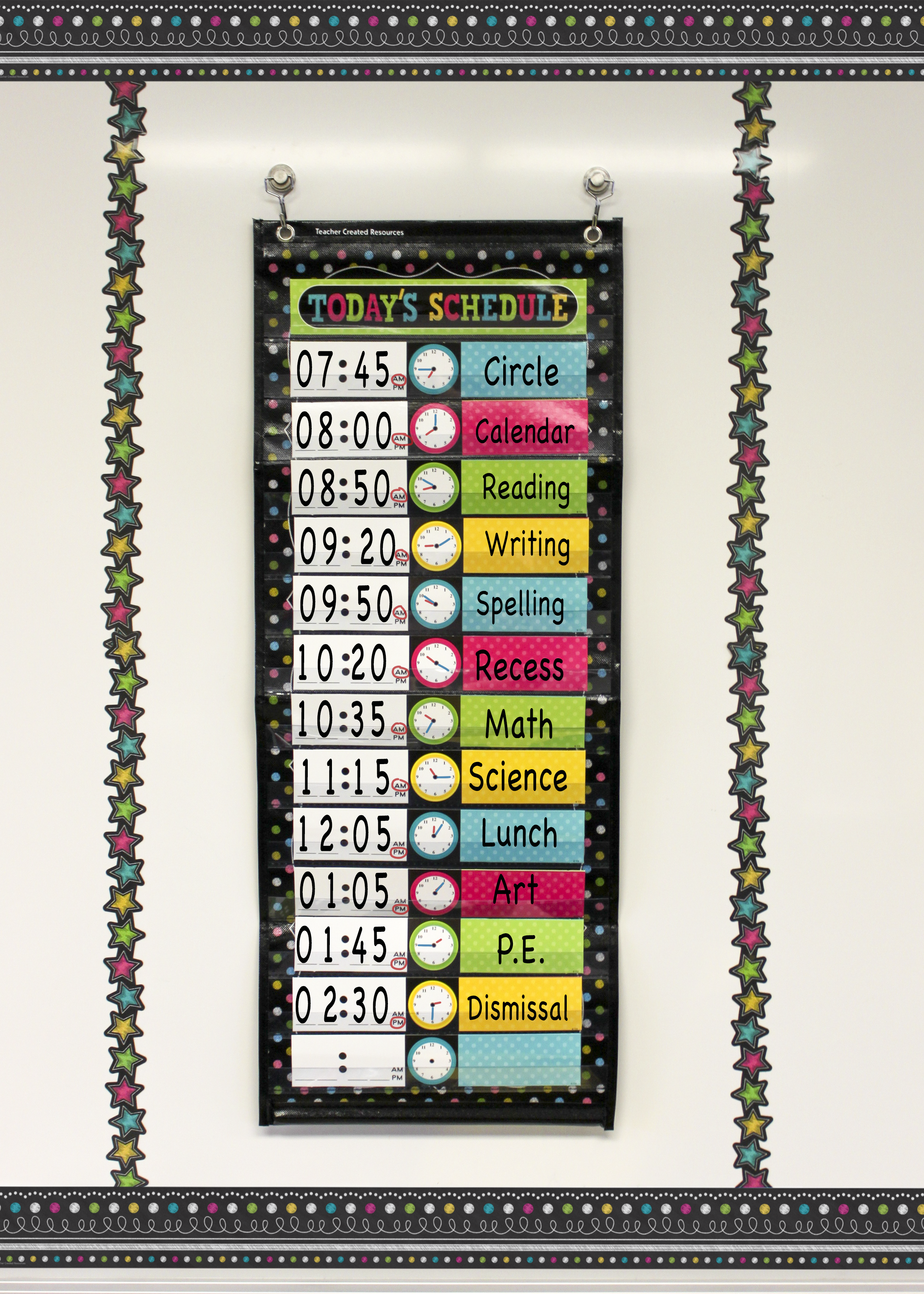 Chalkboard Brights 14 Pocket Daily Schedule Pocket Chart (13" x 34")