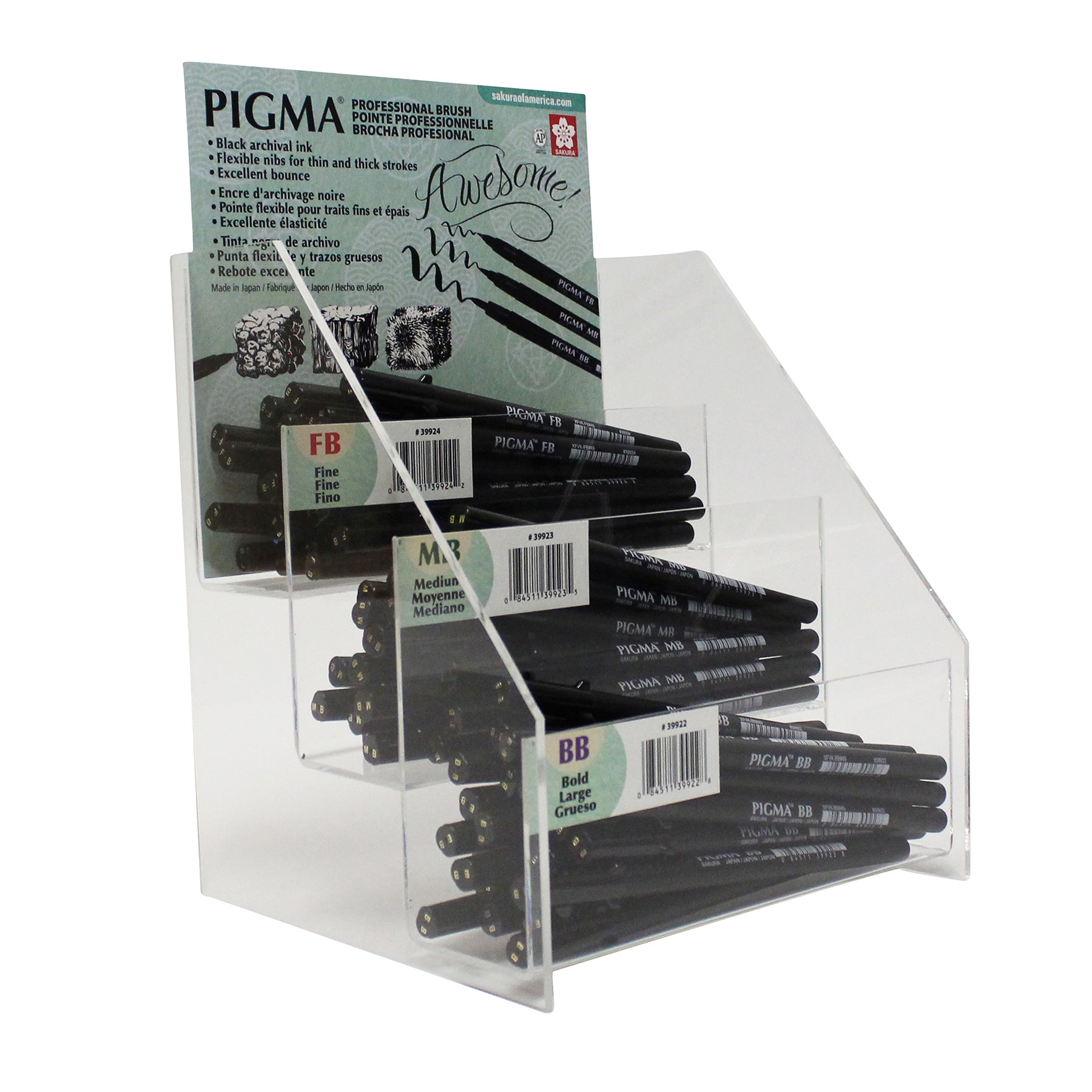Pigma Professional Brush Pen, Assorted Sizes, 72-Pack