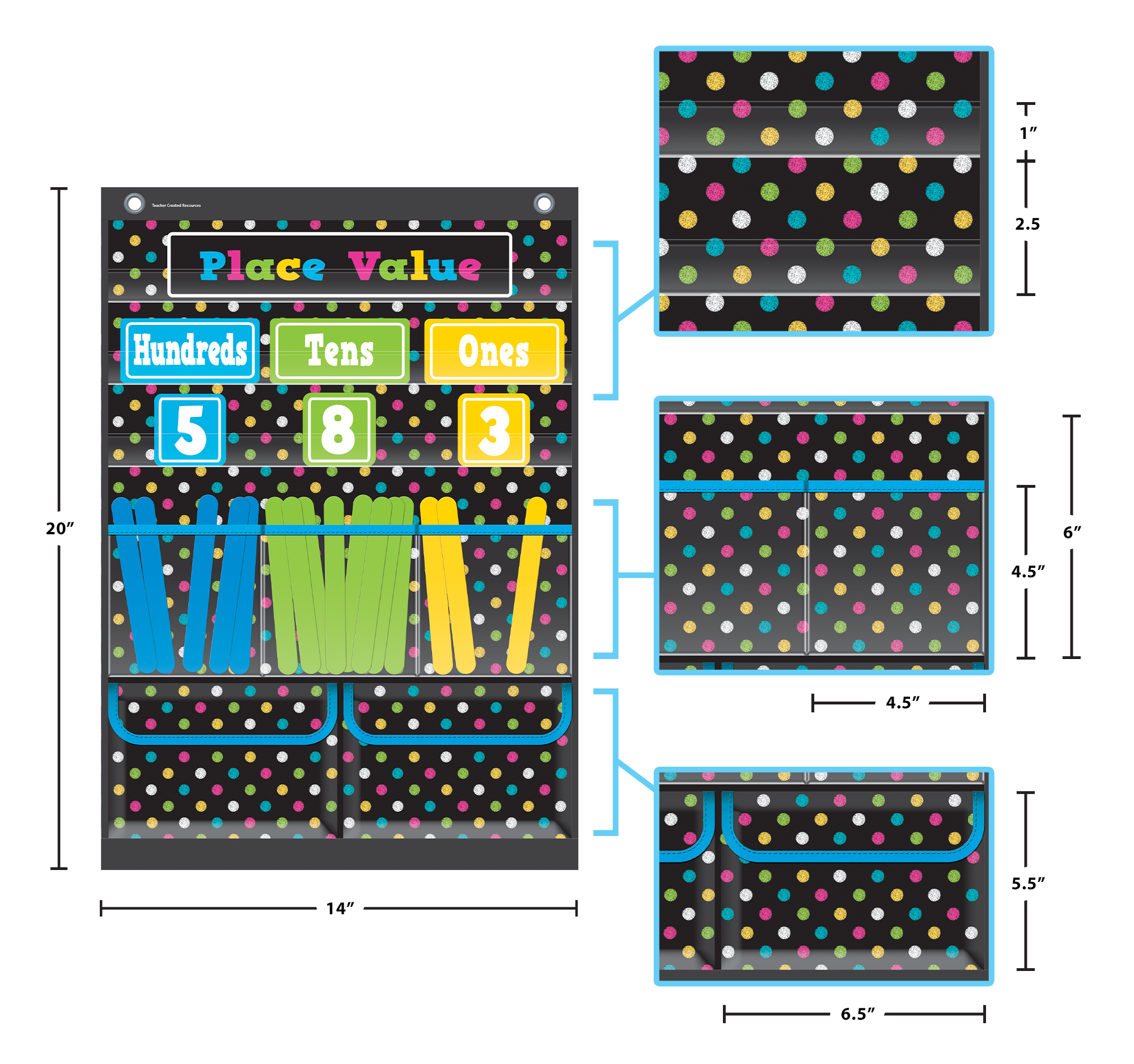Chalkboard Brights Place Value Pocket Chart