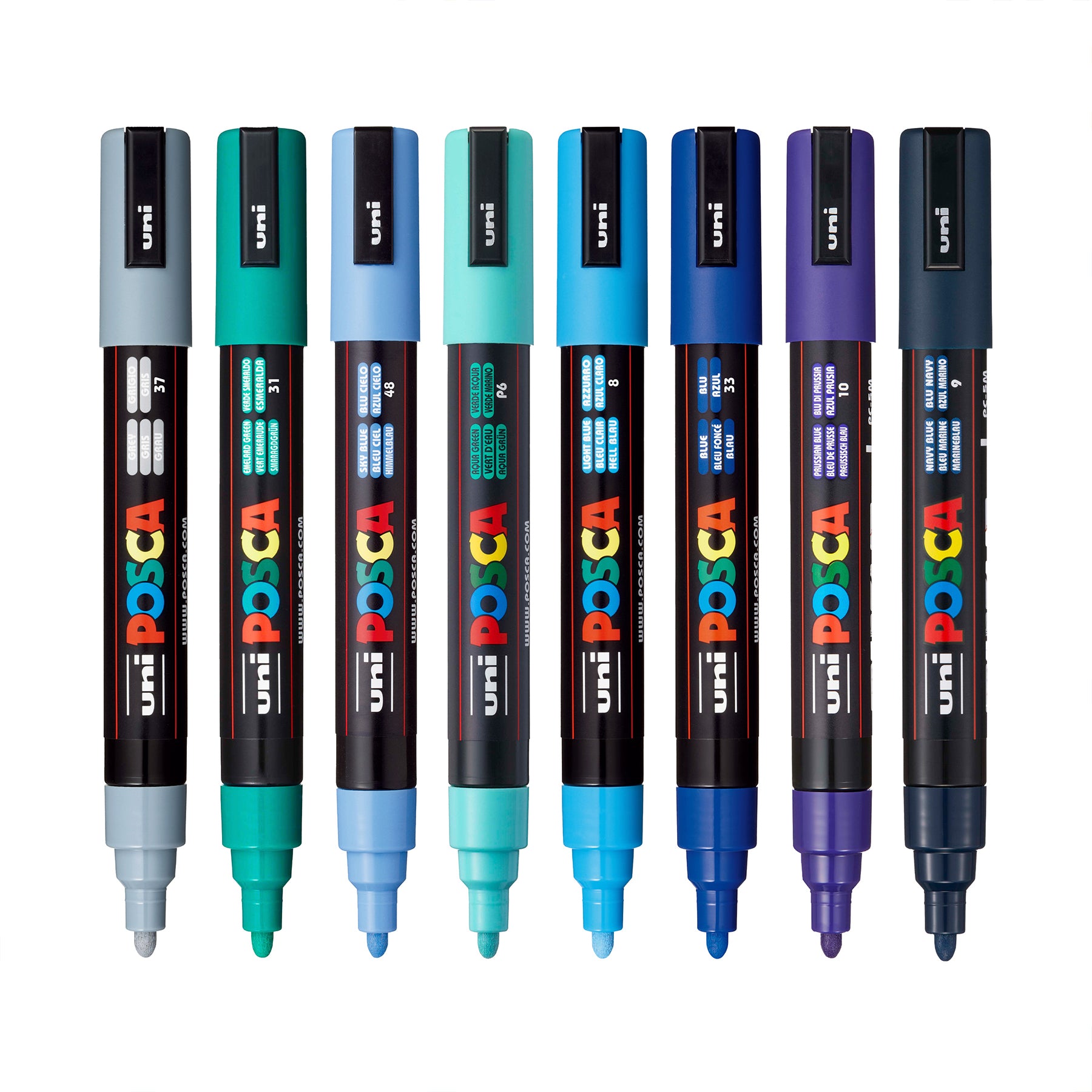 uni® POSCA PC-5M Water-Based Paint Markers, Reversible Medium Tip (1.8-2.5mm), Cool Tone, 8 Pack