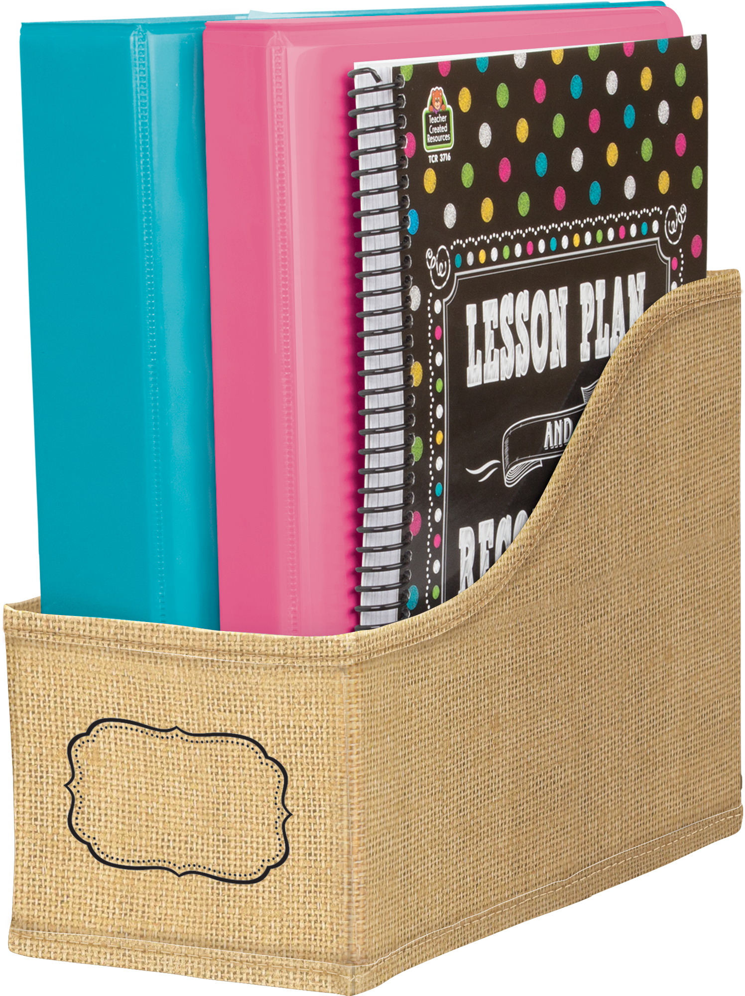 Burlap Book Bin
