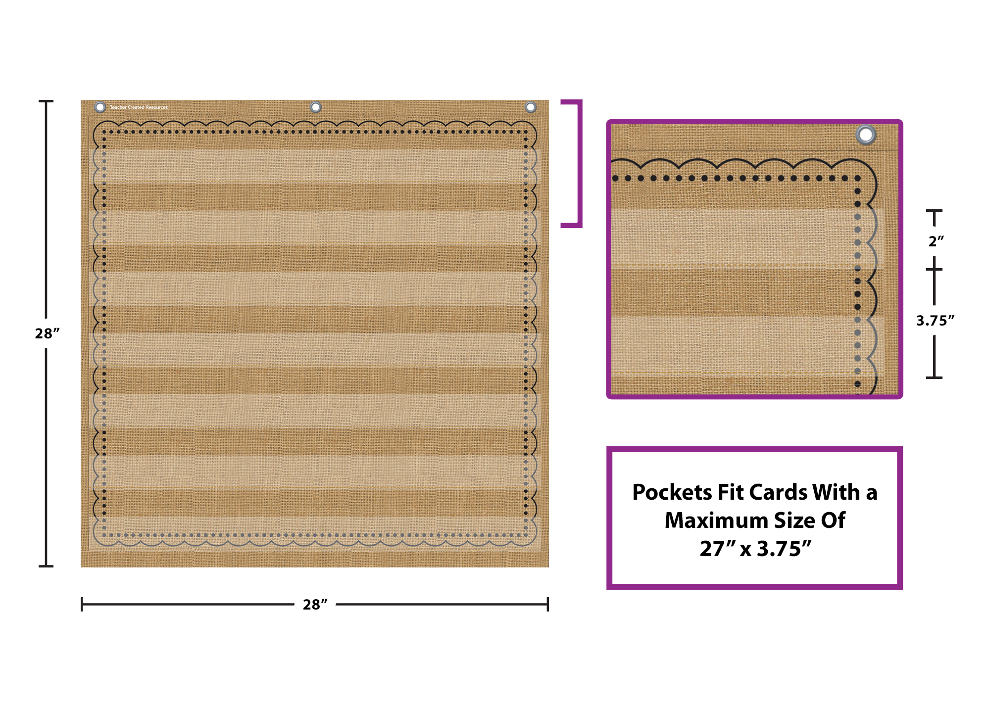 Burlap 7 Pocket Chart (28" x 28")