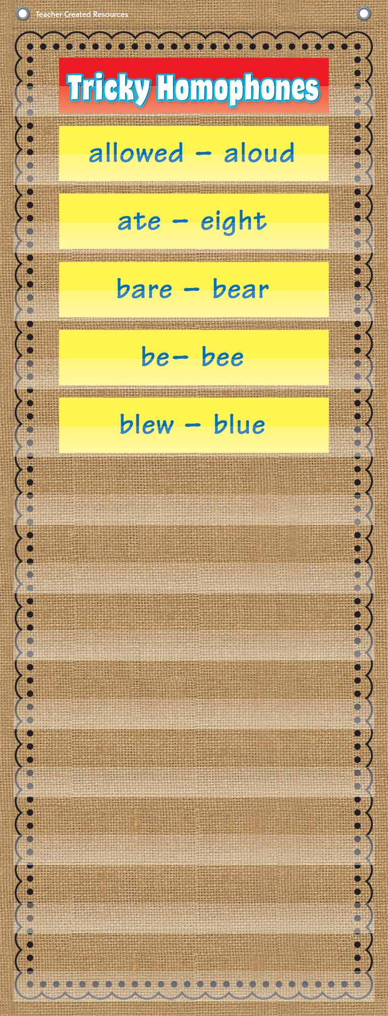 Burlap 14 Pocket Chart (13" x 34")