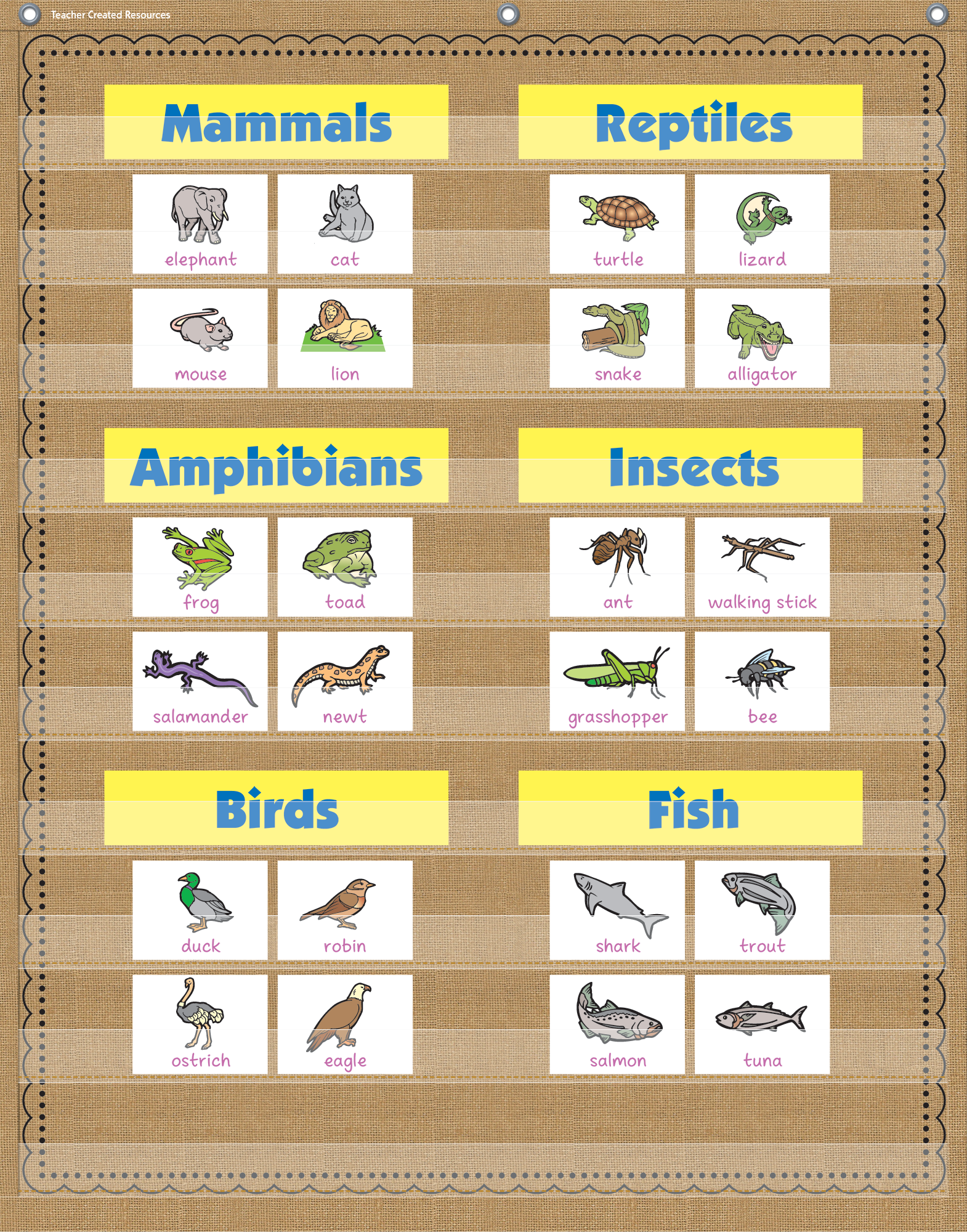 Burlap 10 Pocket Chart (34" x 44")