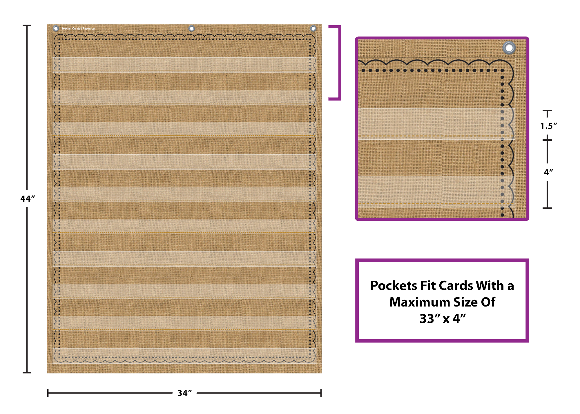 Burlap 10 Pocket Chart (34" x 44")
