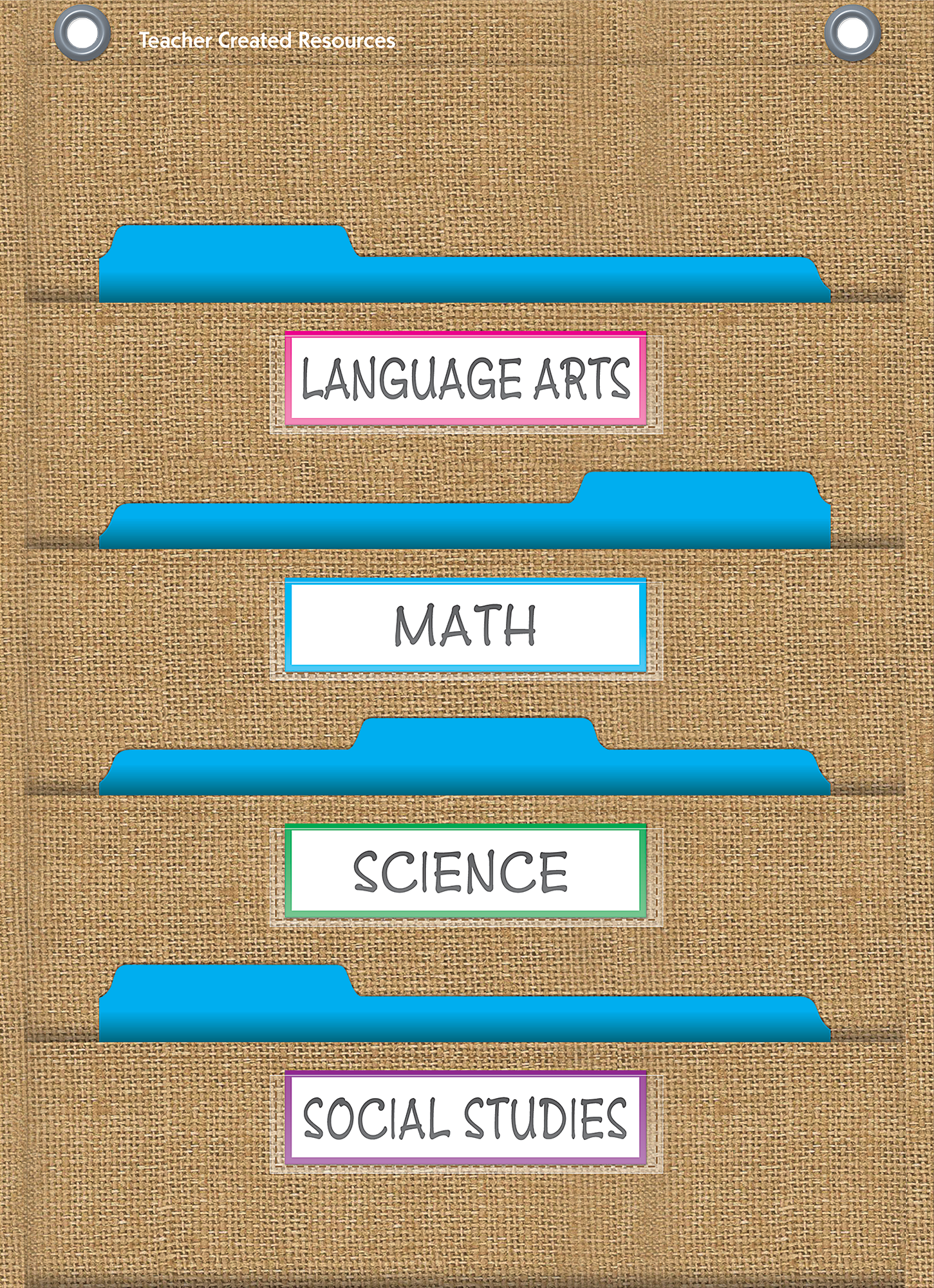 Burlap 10 Pocket File Storage Pocket Chart (14" x 58")
