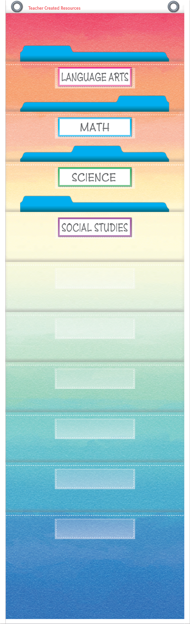 Watercolor 10 Pocket File Storage Pocket Chart (14" x 58")