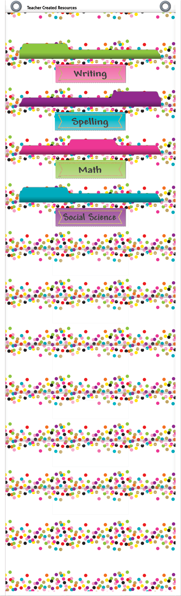 Confetti 10 Pocket File Storage Pocket Chart (14" x 58")