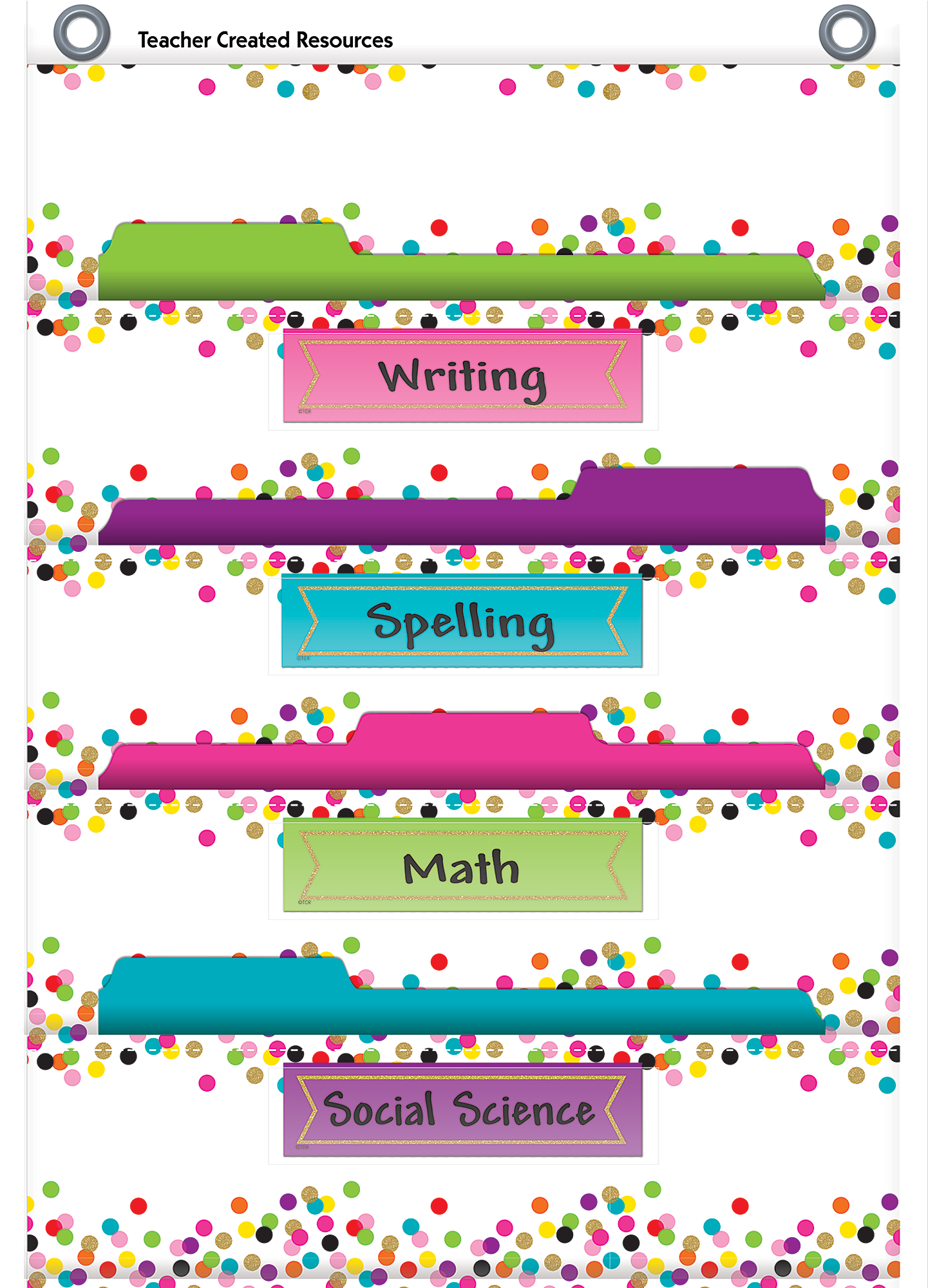 Confetti 10 Pocket File Storage Pocket Chart (14" x 58")