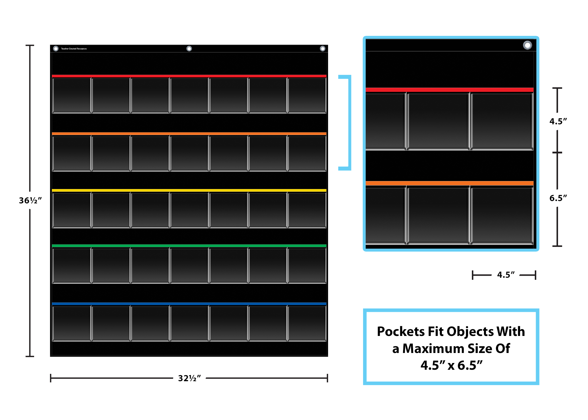 Black Storage Pocket Chart (32-1/2" x 36-1/2")