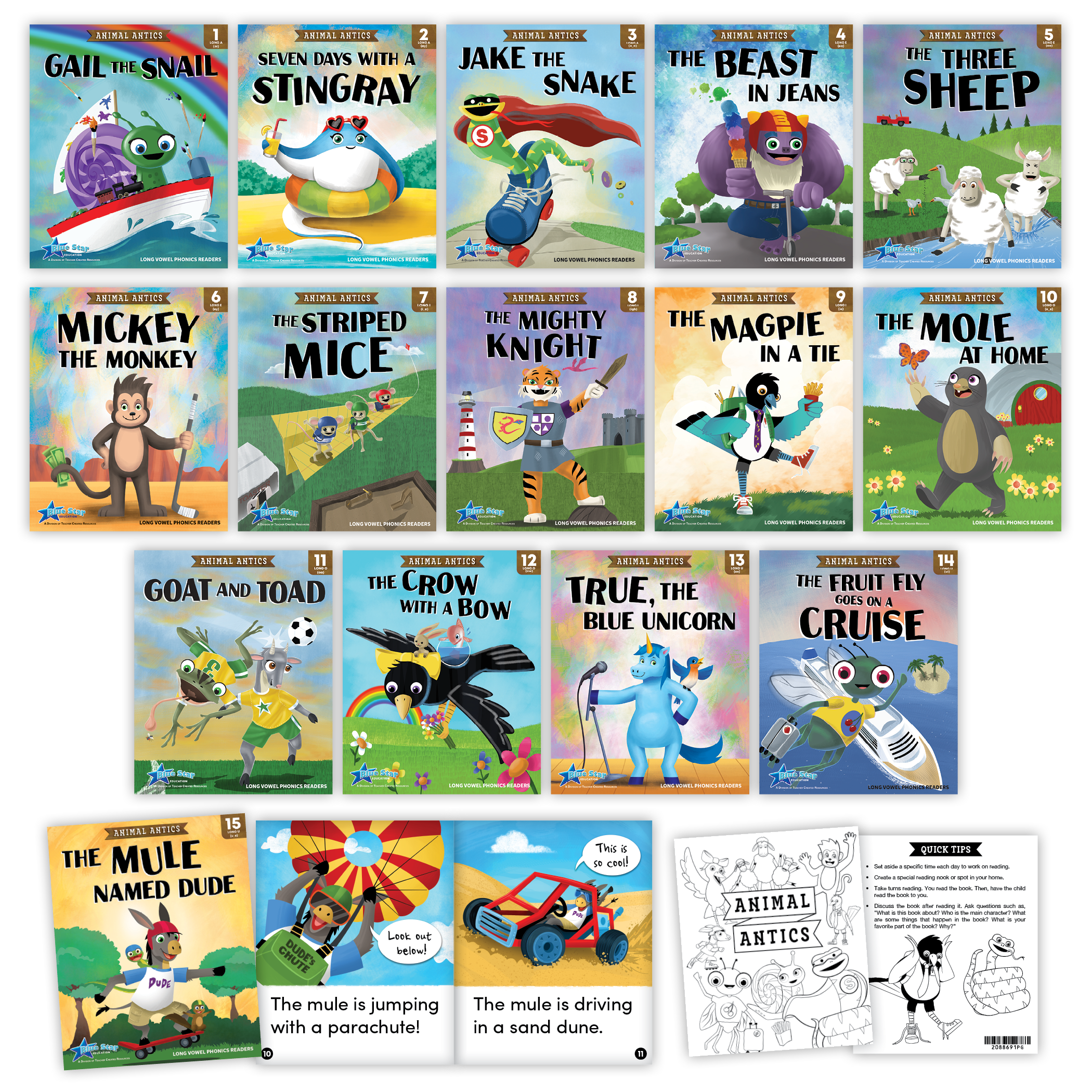 Animal Antics Long Vowel Phonics Readers Book Set