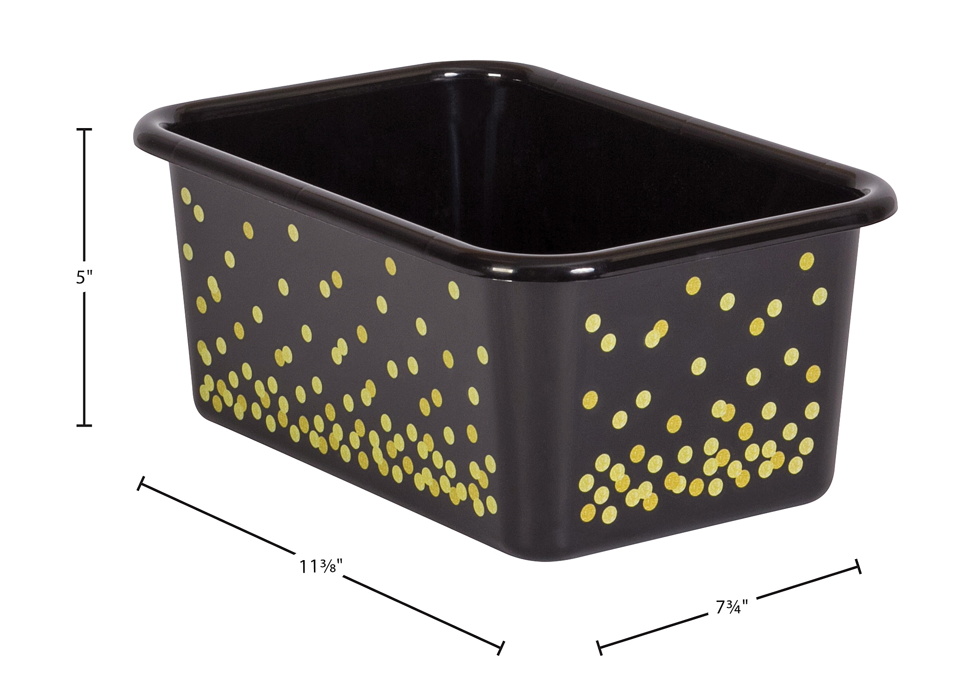 Black Confetti Small Plastic Storage Bin