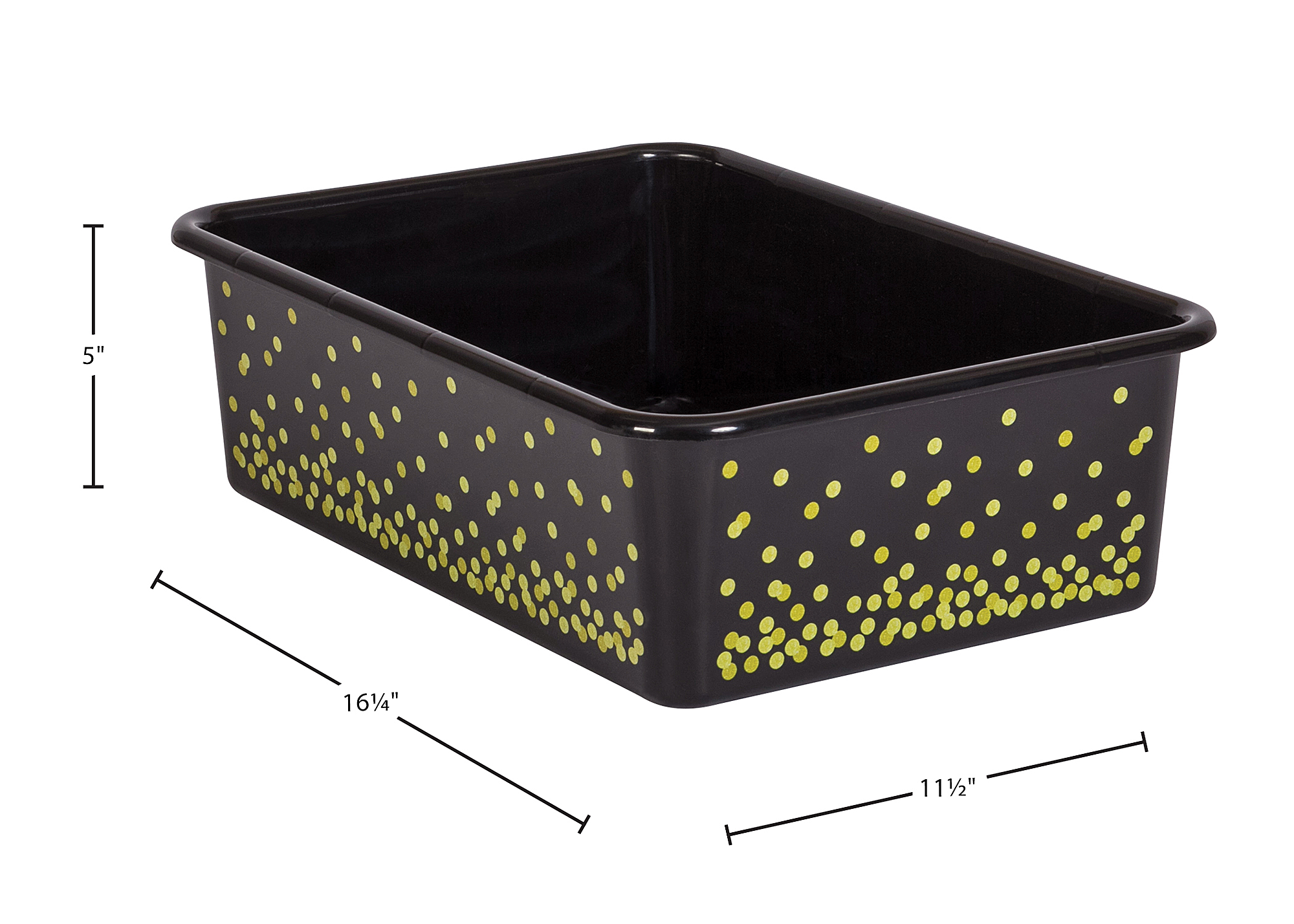Black Confetti Large Plastic Storage Bin
