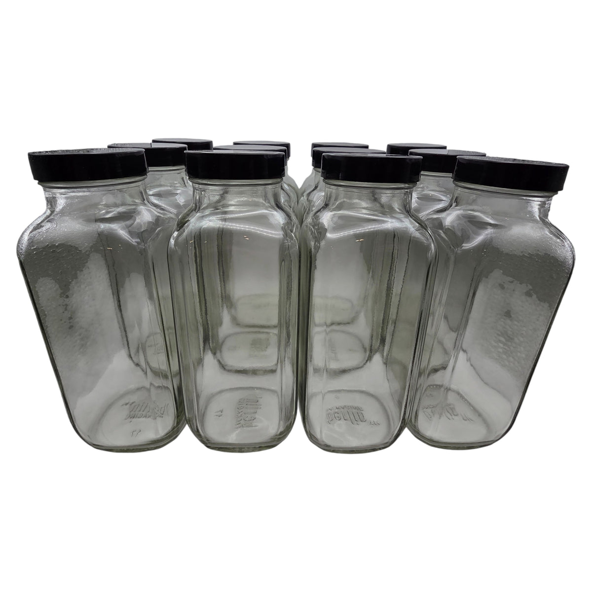 Bottle with Cap, Flint Glass, Clear, French Square, 16oz, 48/400 Neck Size, Pack of 12