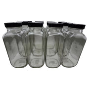 Bottle with Cap, Flint Glass, Clear, French Square, 16oz, 48/400 Neck Size, Pack of 12